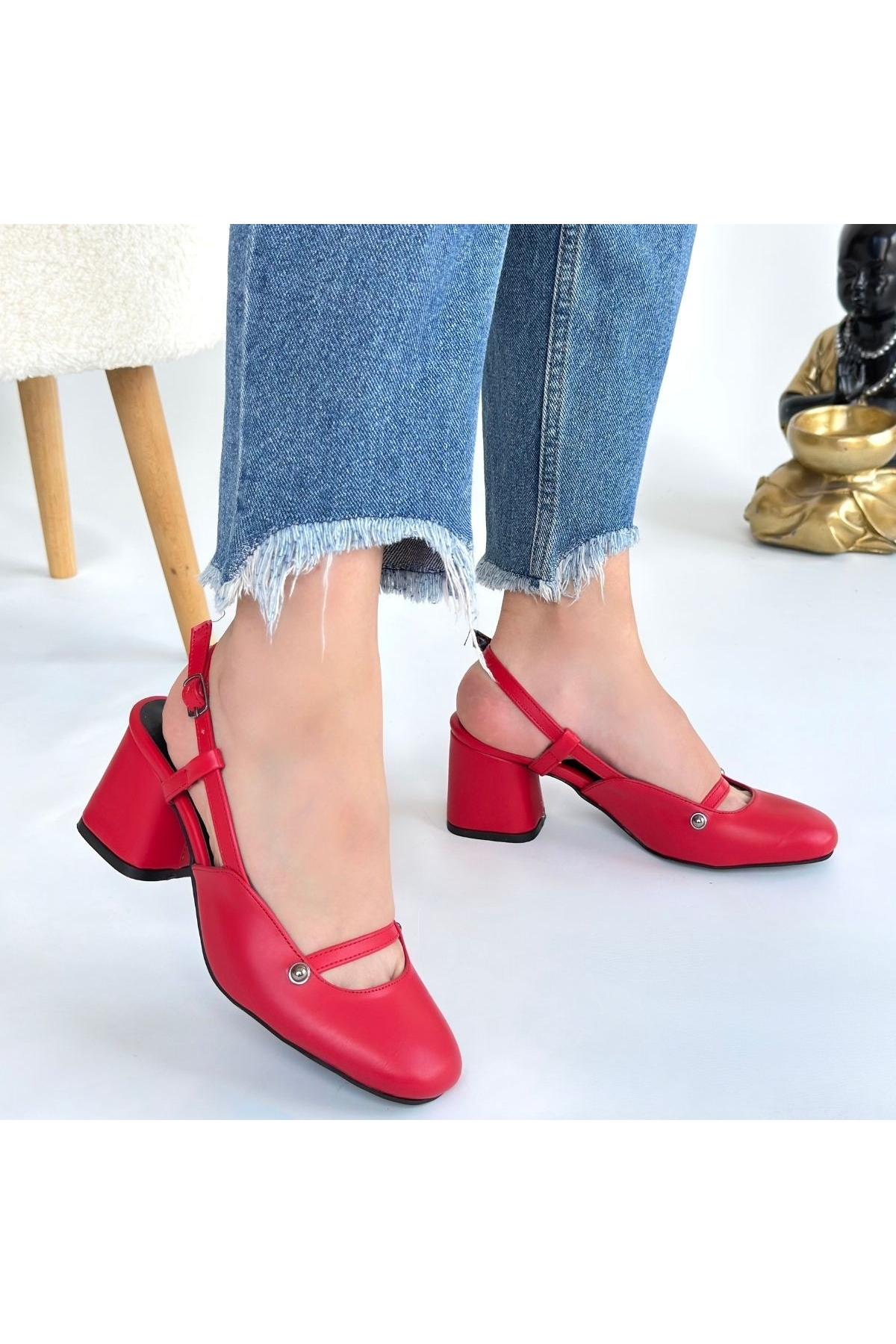 Kırmızı Kadın Topuklu Ayakkabı - Görsel 5