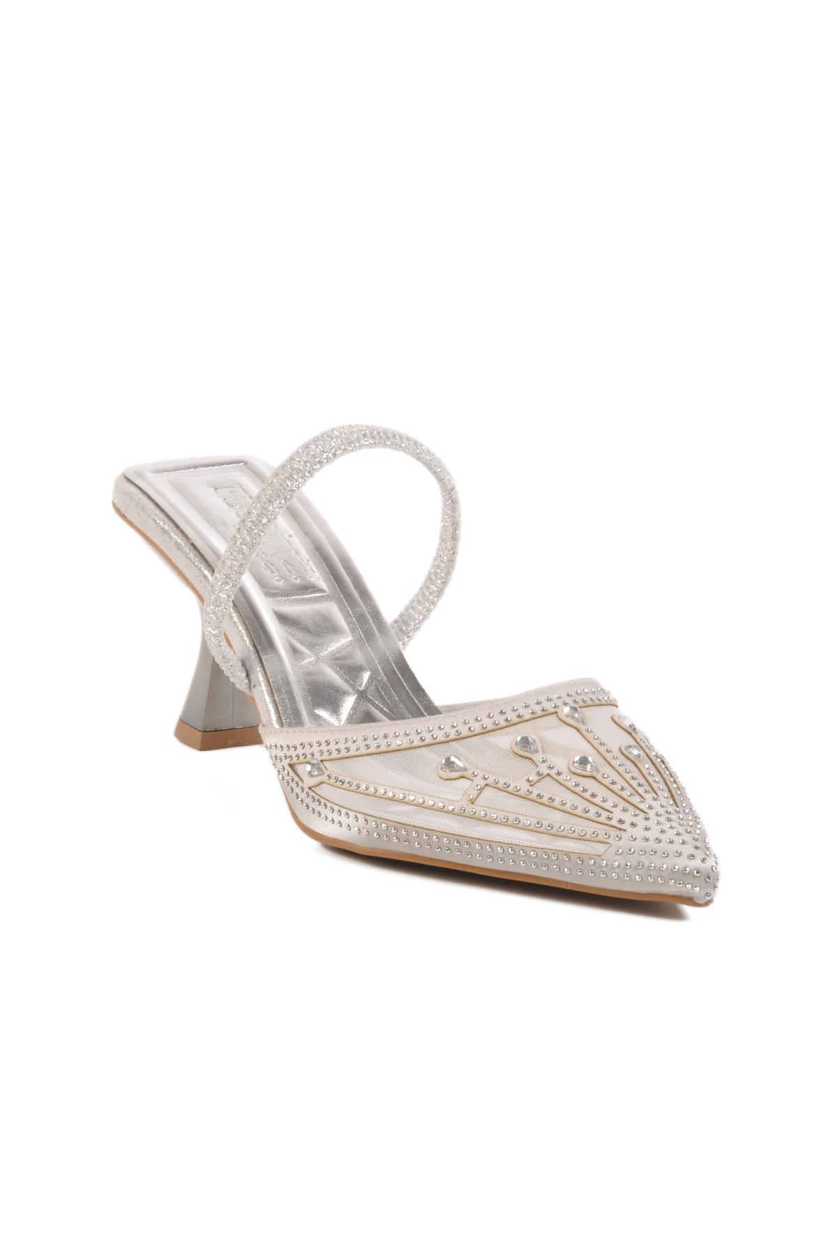 Gümüş Kadın Abiye Ayakkabı T-100 Z - Görsel 2