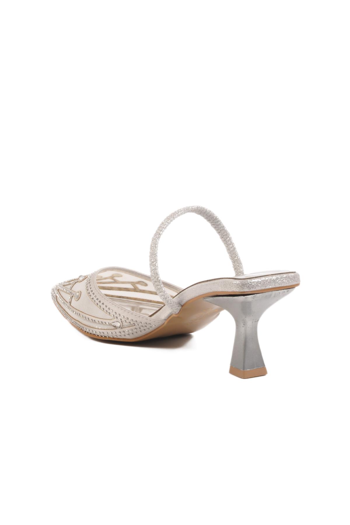 Gümüş Kadın Abiye Ayakkabı T-100 Z - Görsel 5