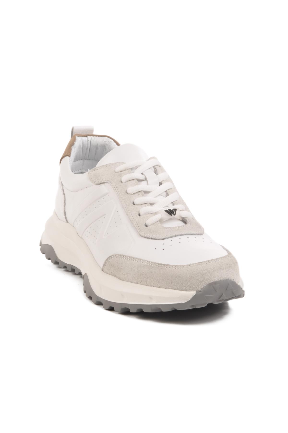 Beyaz Hakiki Deri Erkek Sneaker 2606 M - Görsel 2