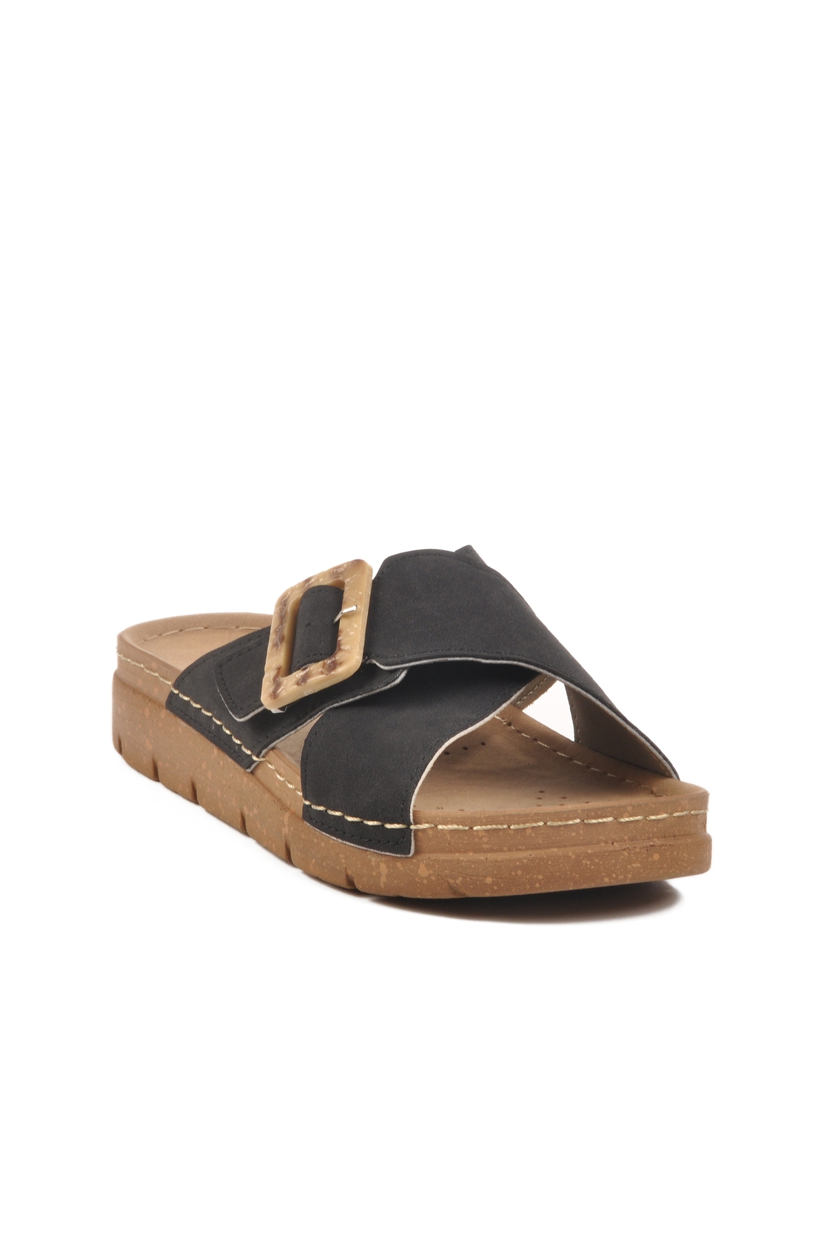 Aspor Siyah Anatomik Kadın Düz Terlik - Görsel 4