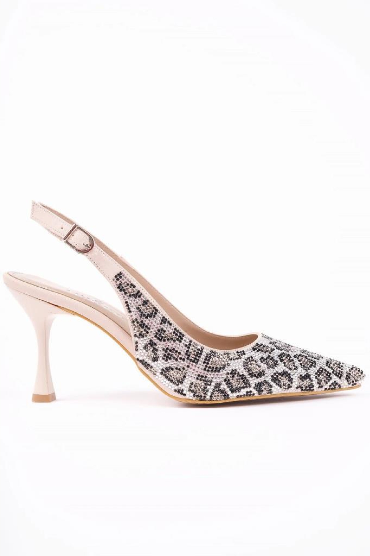 Pisagor Ps-319570 7 Cm Topuklu Kadın Taşlı Arkası Açık Stiletto Abiye Ayakkabı - Görsel 7