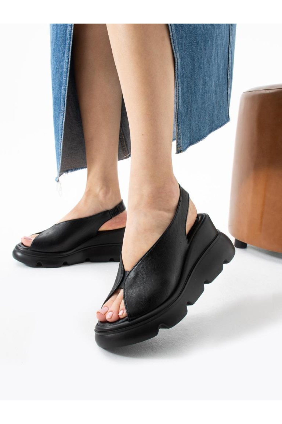 Mnrs 03211 Kadın Günlük Dolgu Topuk Sandalet - Görsel 4