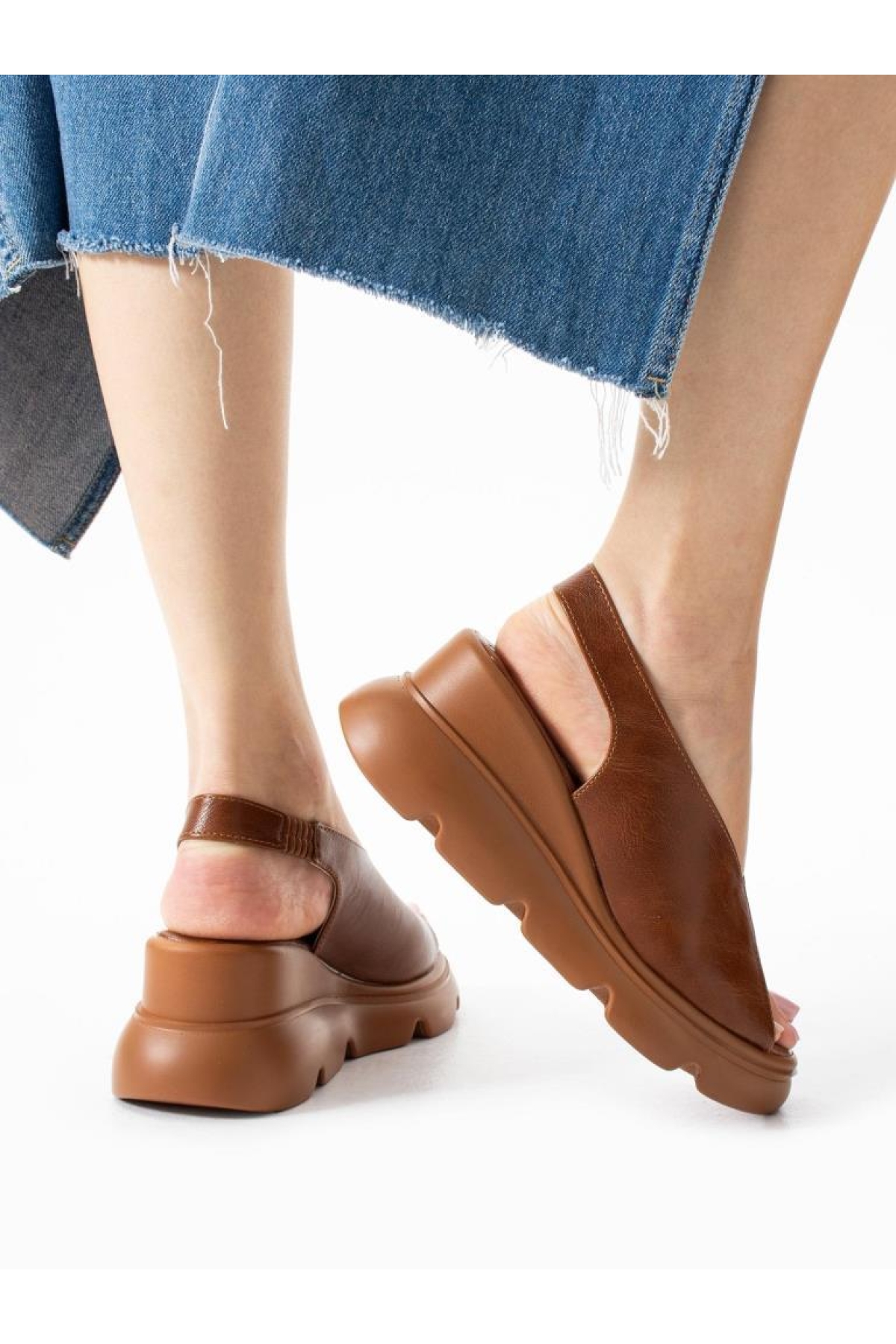 Mnrs 03211 Kadın Günlük Dolgu Topuk Sandalet - Görsel 3