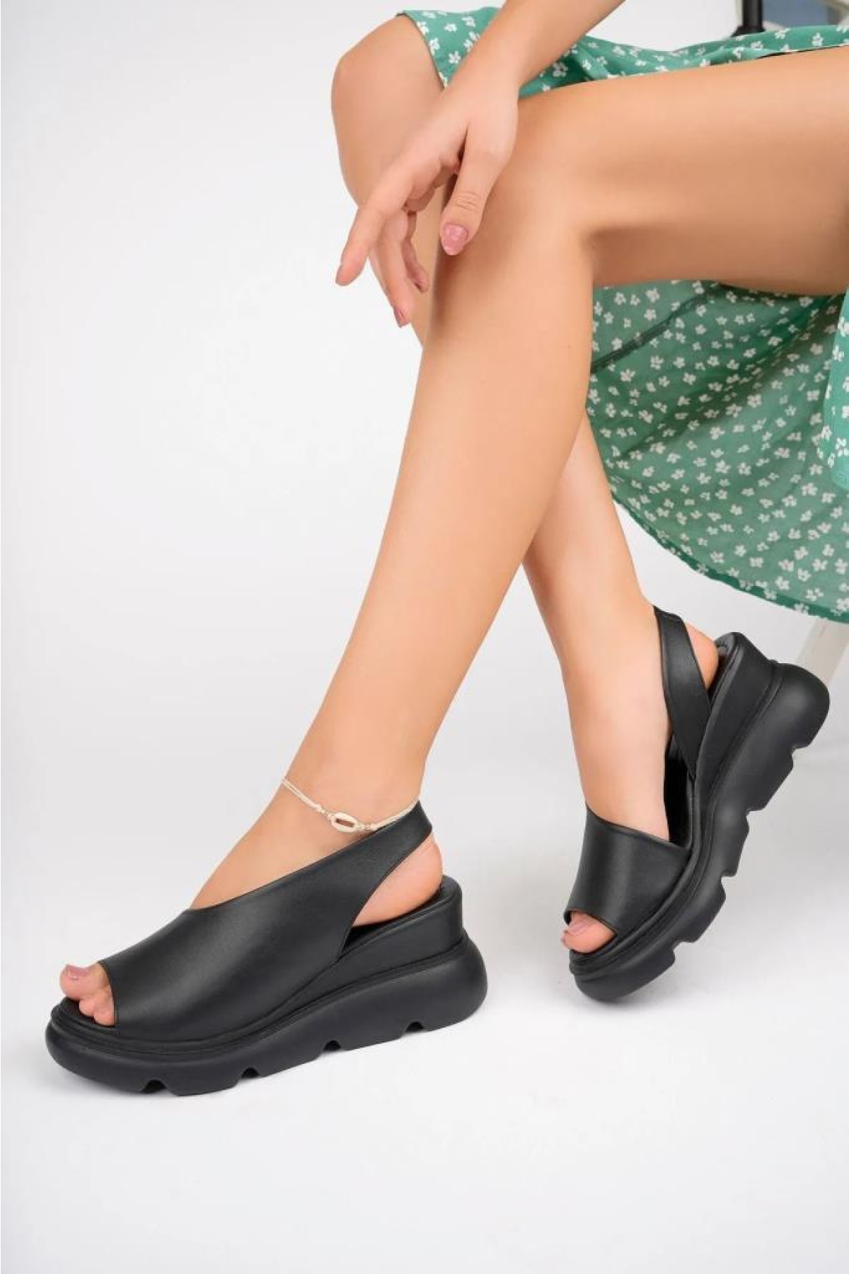 Mnrs 03212 Kadın Günlük Dolgu Topuk Sandalet - Görsel 2