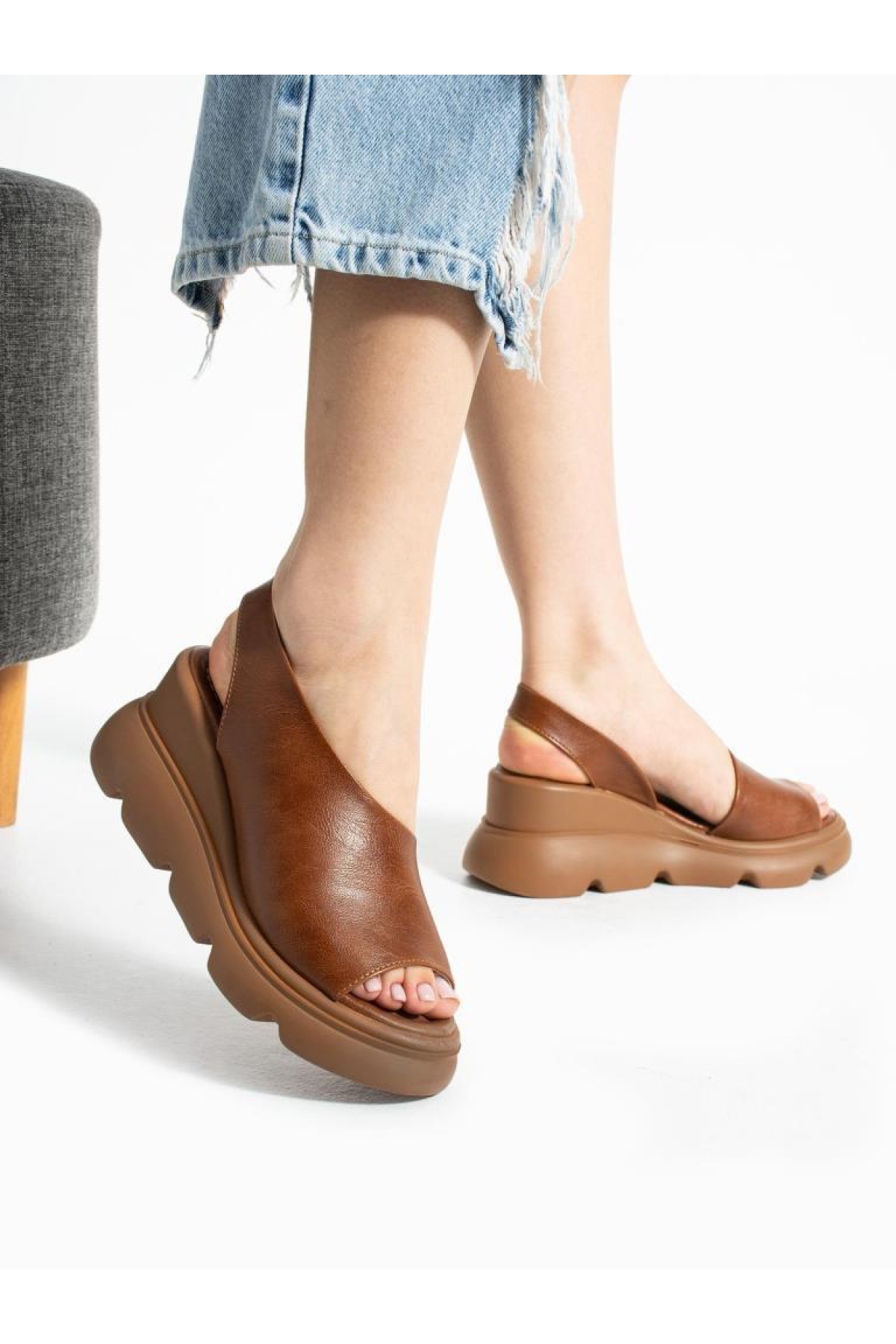 Mnrs 03212 Kadın Günlük Dolgu Topuk Sandalet - Görsel 3