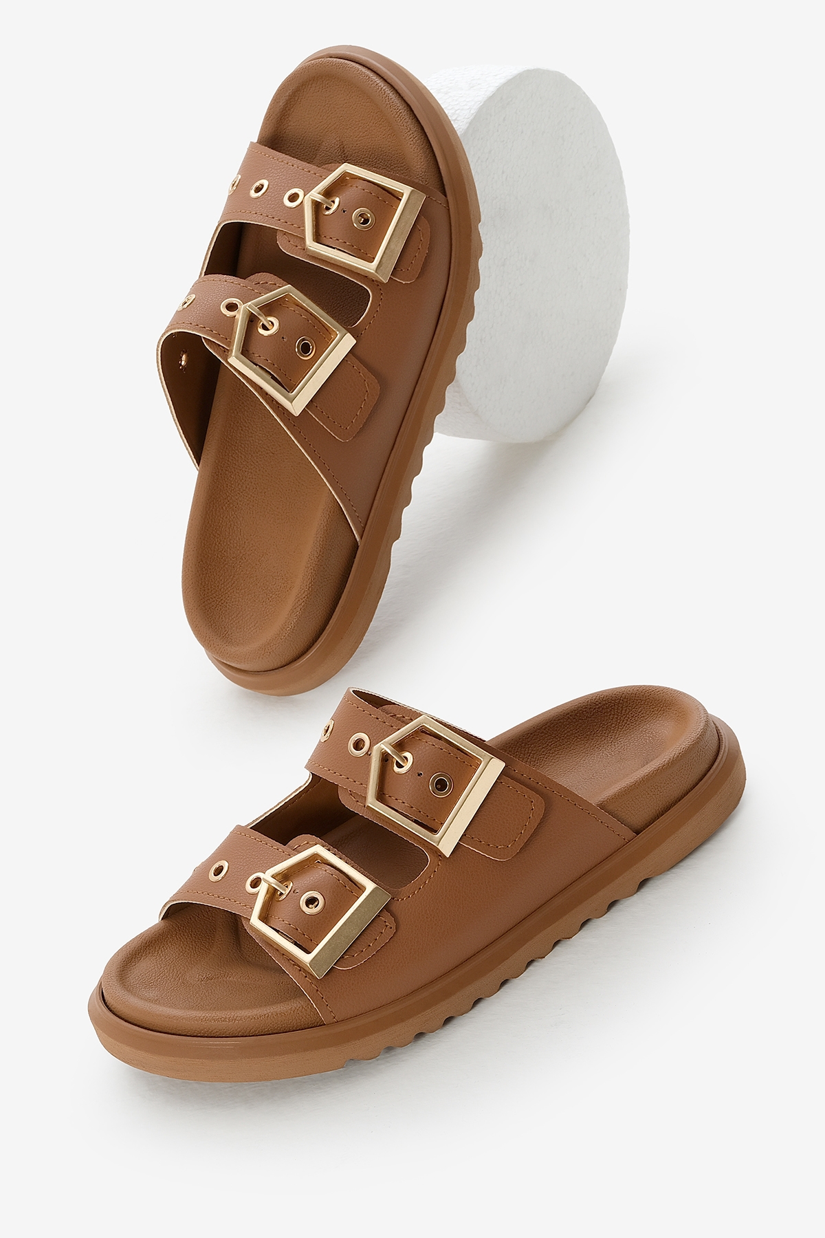 Kadın Taba Poli Taban Çift Bantlı Tokalı Terlik - Görsel 2