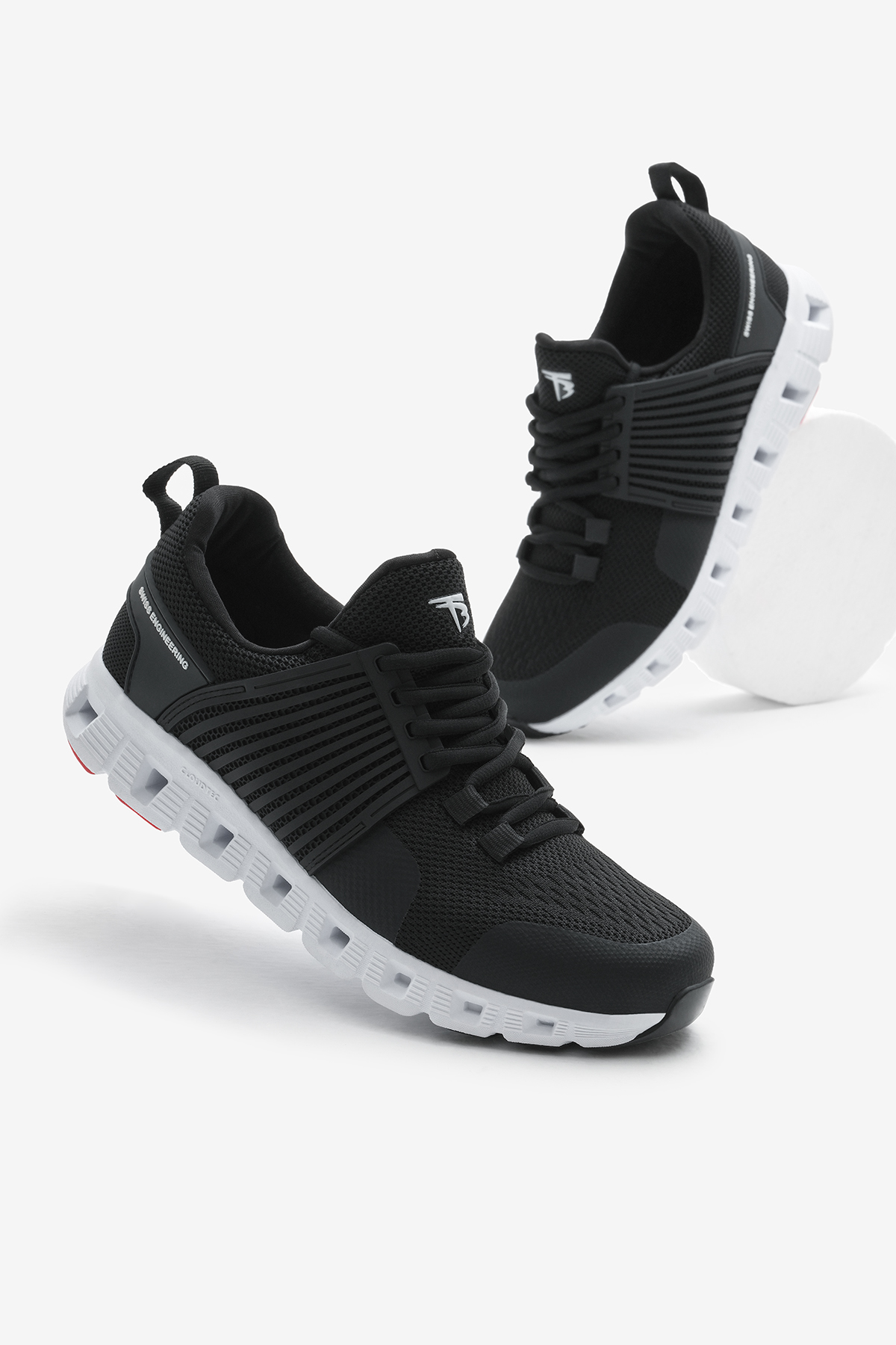 Unisex Siyah Beyaz Tasarım Termo Taban Şeritli Nefes Alabilen Kumaş Bağcıklı Spor Ayakkabı - Görsel 2
