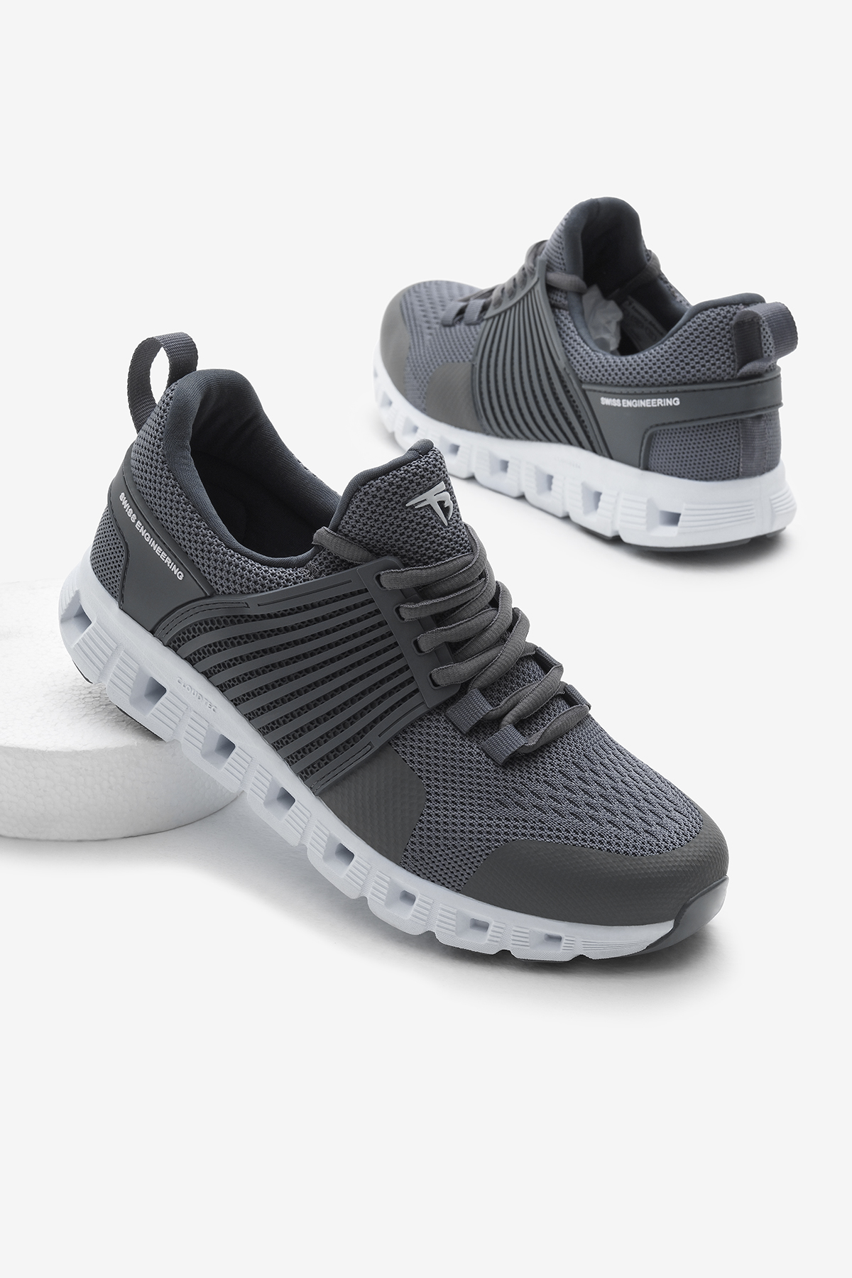 Unisex Füme Tasarım Termo Taban Şeritli Nefes Alabilen Kumaş Bağcıklı Spor Ayakkabı - Görsel 2