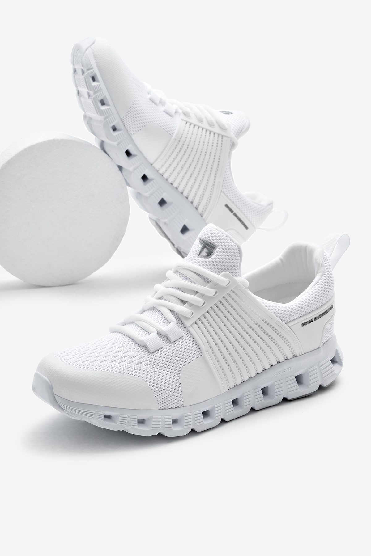 Unisex Beyaz Tasarım Termo Taban Şeritli Nefes Alabilen Kumaş Bağcıklı Spor Ayakkabı - Görsel 2