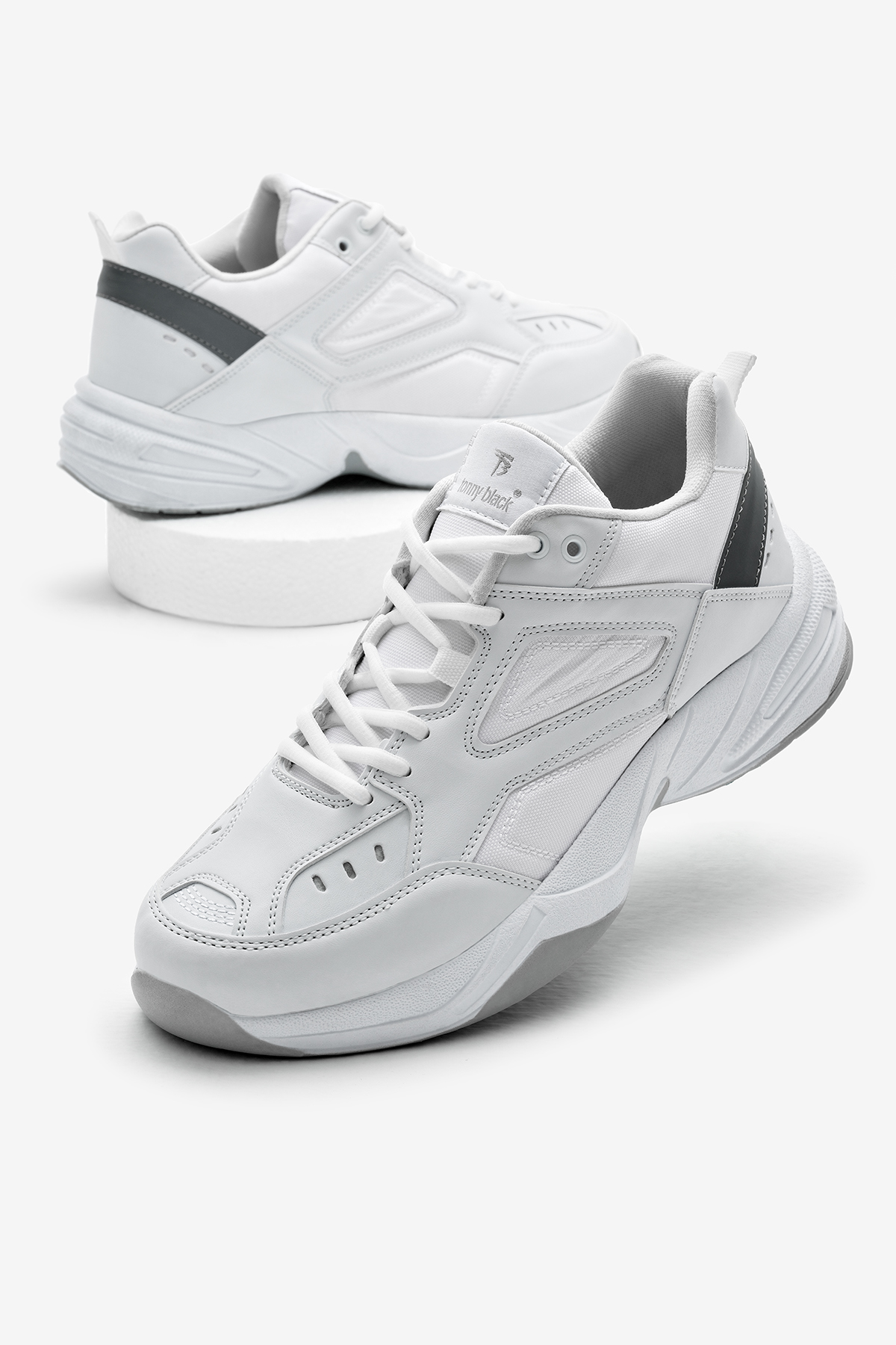 Unisex Beyaz Poli Taban Yüksek Taban Bağcıklı Spor Ayakkabı - Görsel 2