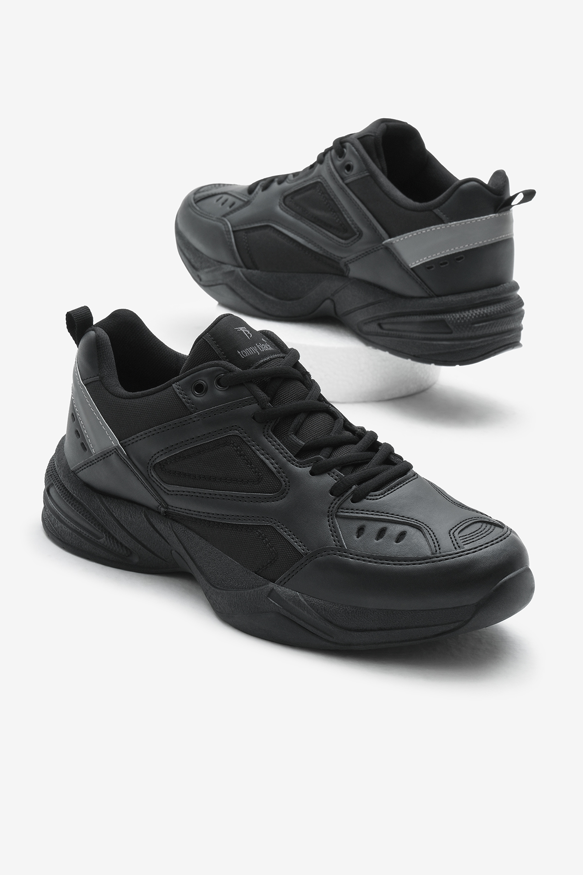 Unisex Siyah Poli Taban Yüksek Taban Bağcıklı Spor Ayakkabı - Görsel 2
