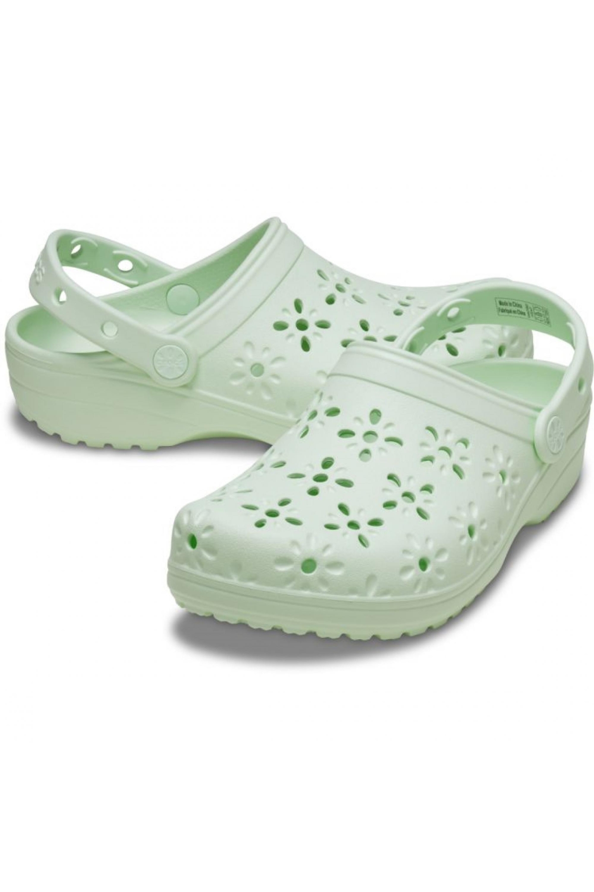 210927 Classic Floral Cut Out Clog Açık Yeşil Unisex Terlik - Görsel 5