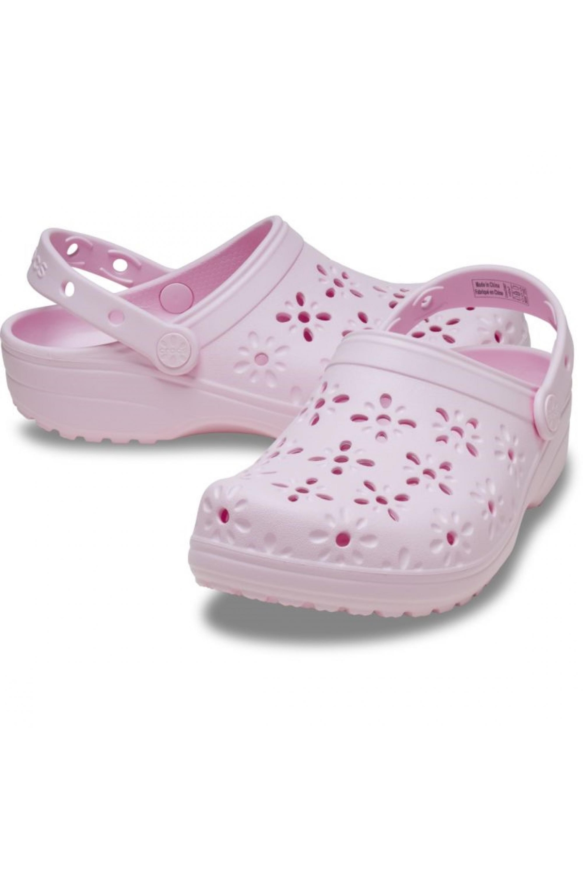 210927 Classic Floral Cut Out Clog Pembe Unisex Terlik - Görsel 5