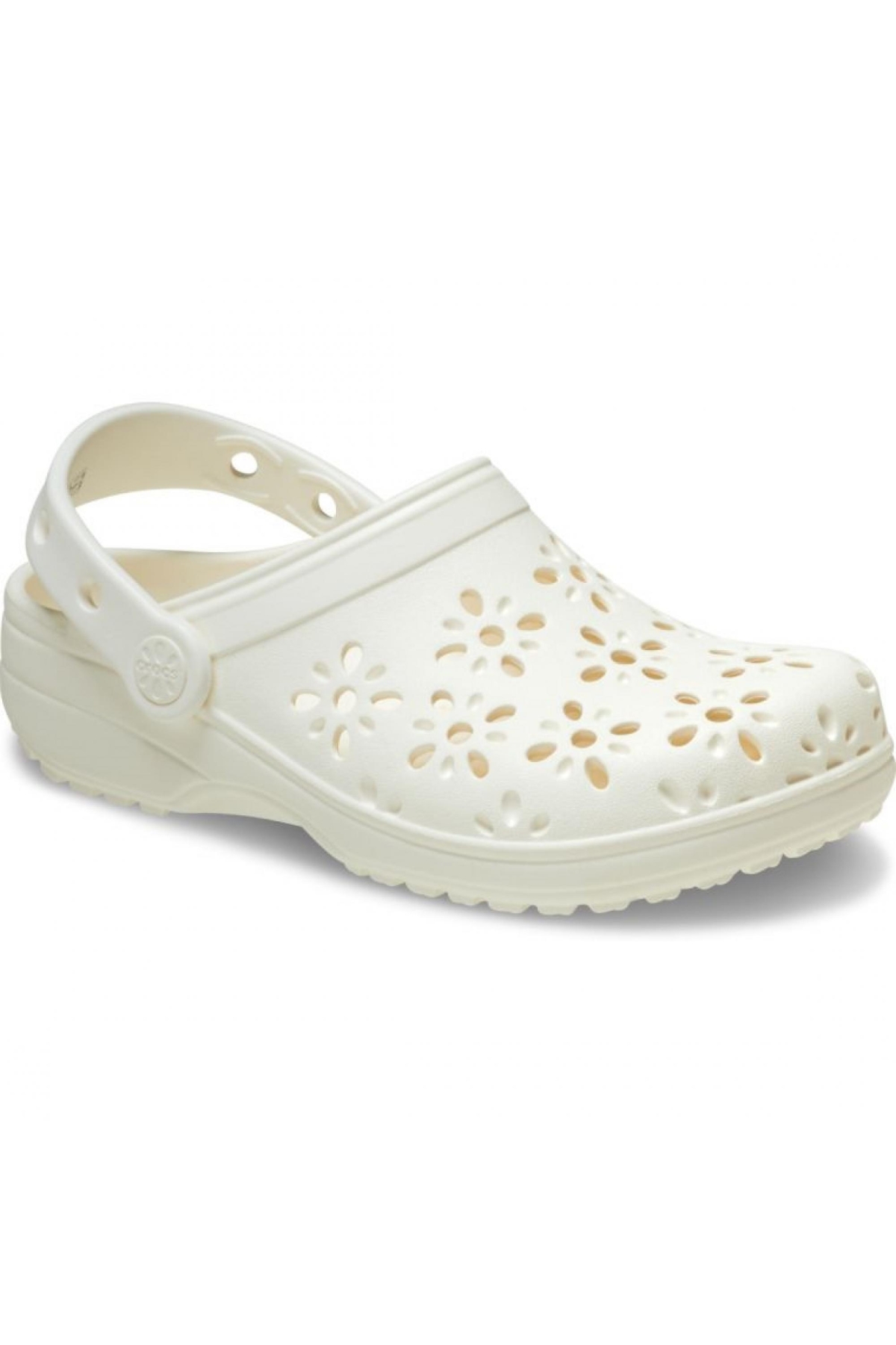 210927 Classic Floral Cut Out Clog Beyaz Unisex Terlik - Görsel 2