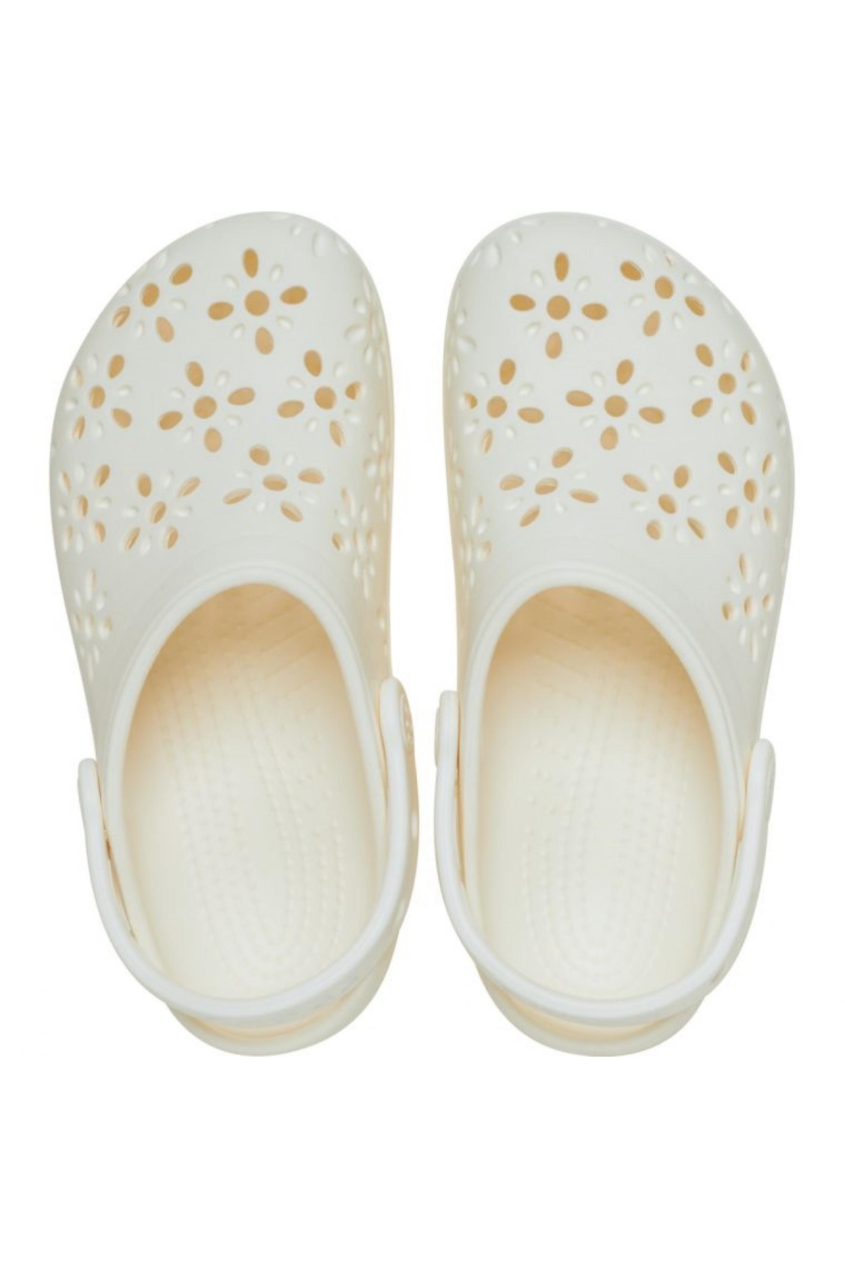 210927 Classic Floral Cut Out Clog Beyaz Unisex Terlik - Görsel 4