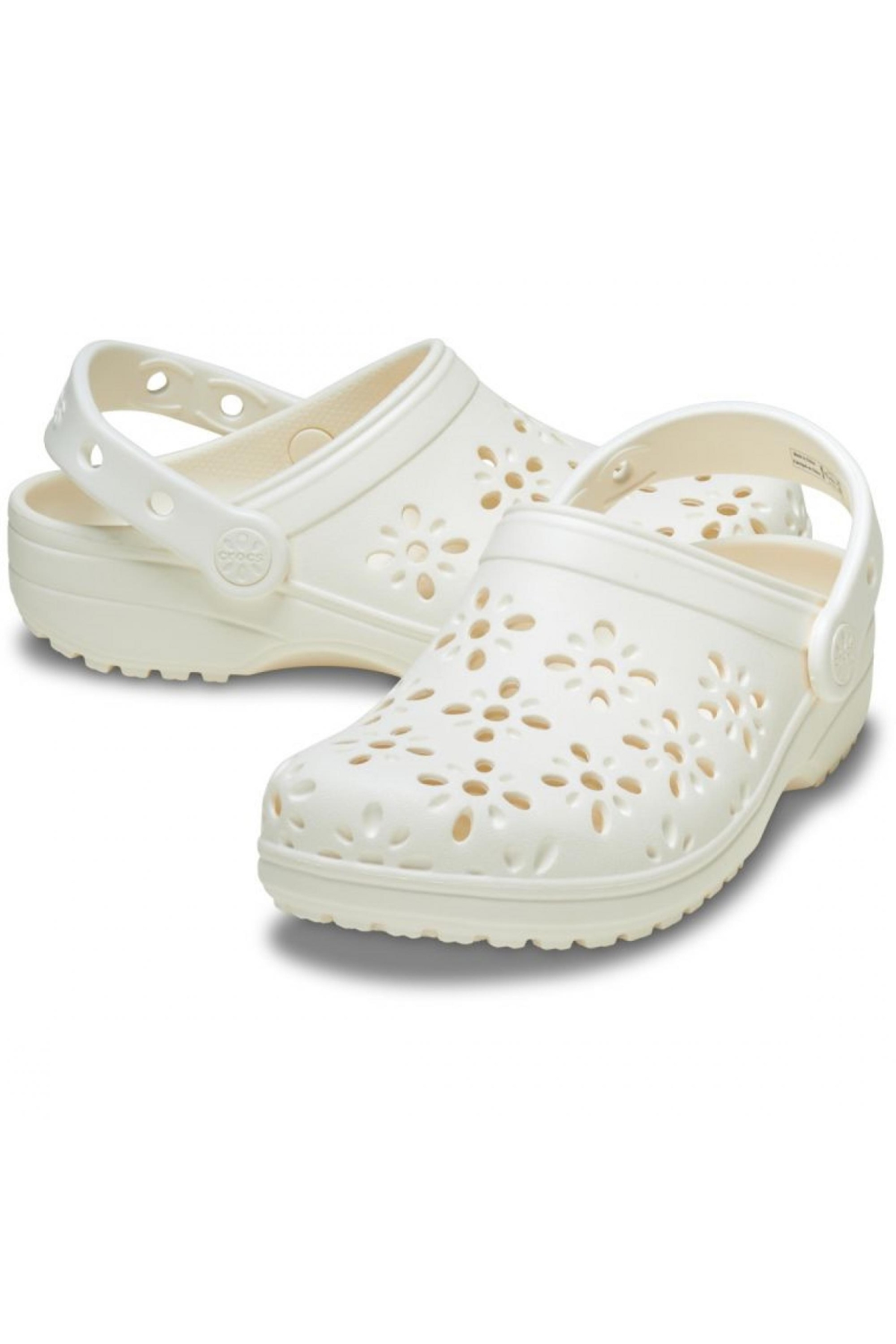 210927 Classic Floral Cut Out Clog Beyaz Unisex Terlik - Görsel 5