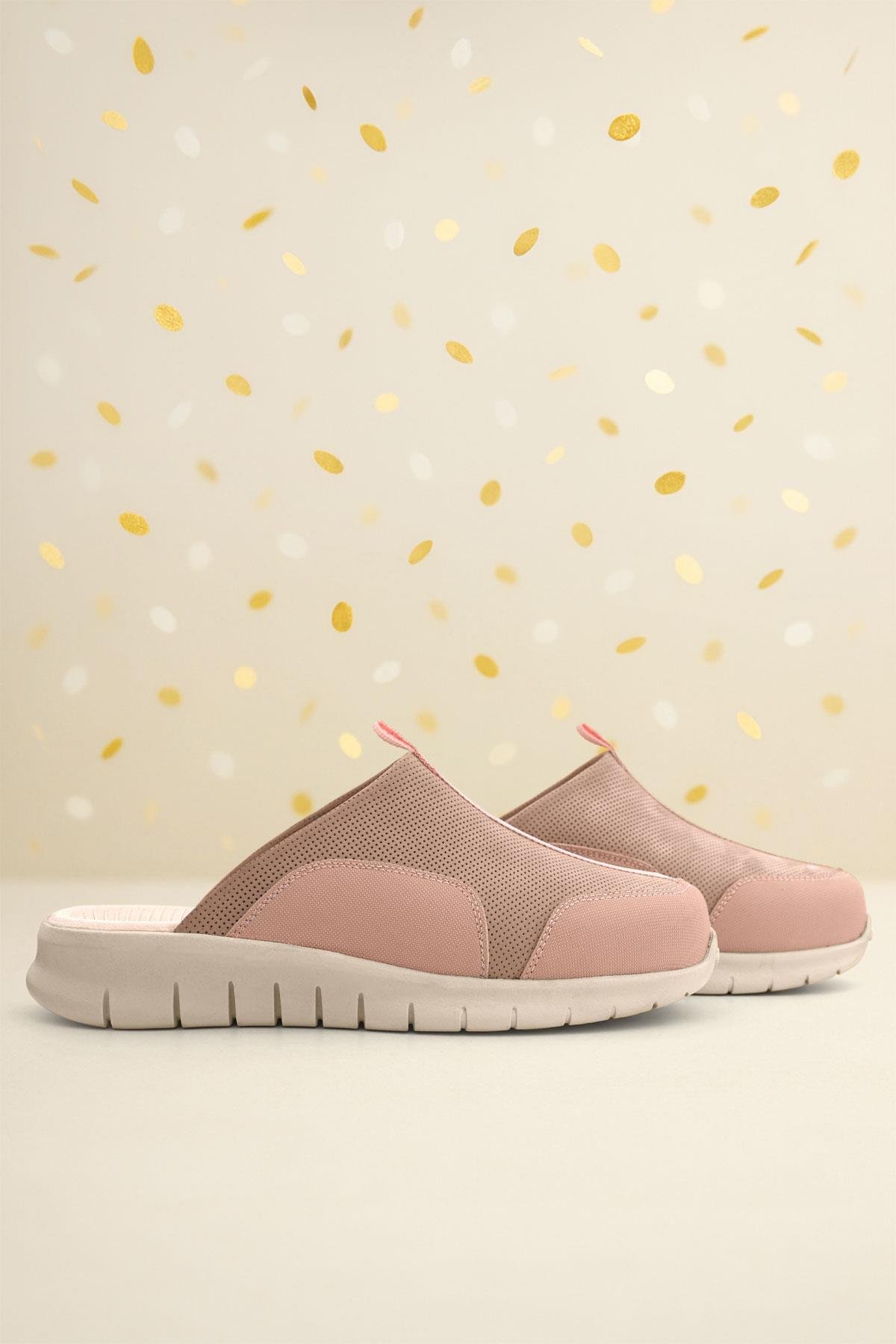 Medikal Hakiki Deri Pudra Comfort Krem Tabanlı Spor Terlik - Görsel 5