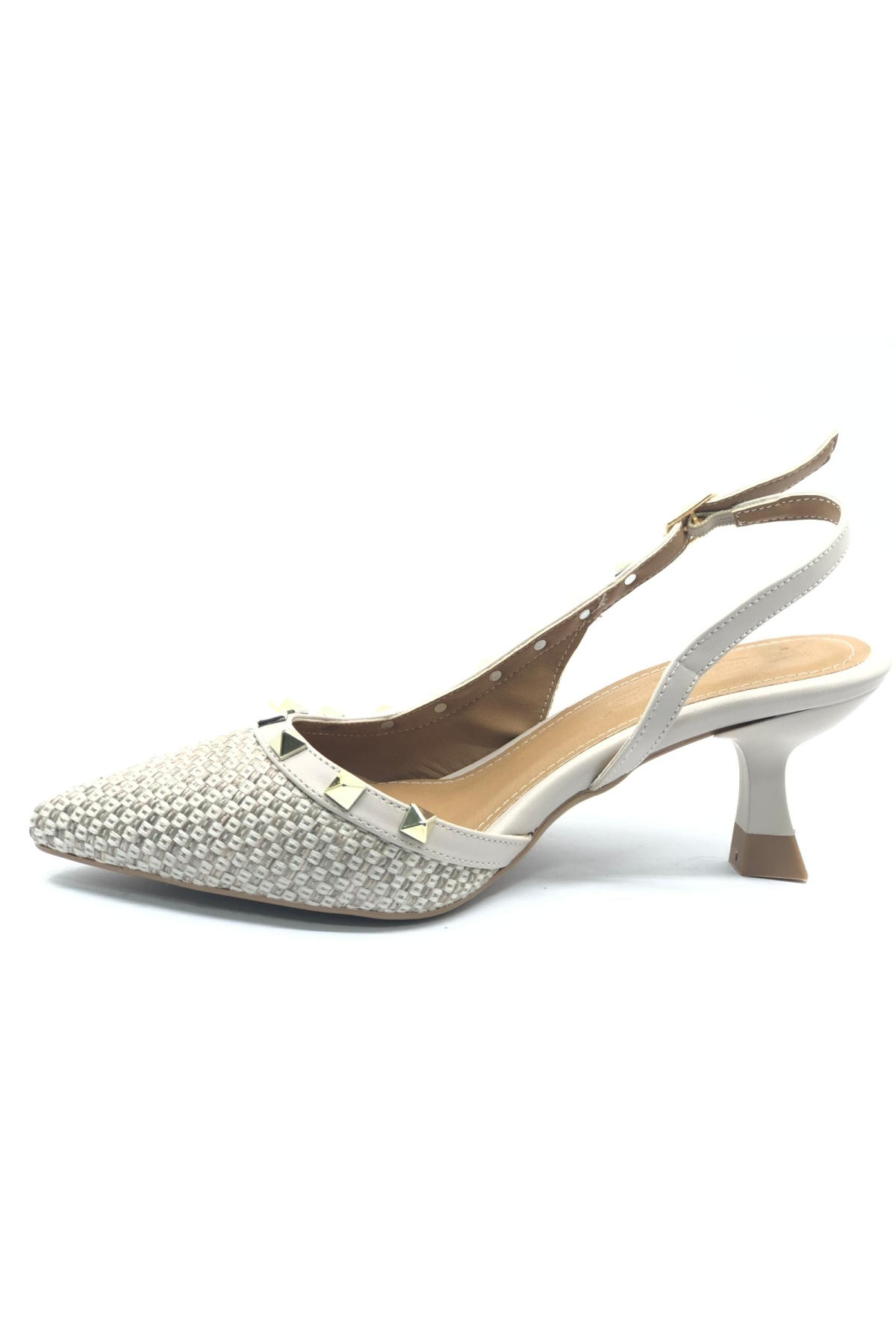 Hasır Zımba Detaylı Arkası Açık Stiletto Kadın Topuklu Ayakkabı - Görsel 4