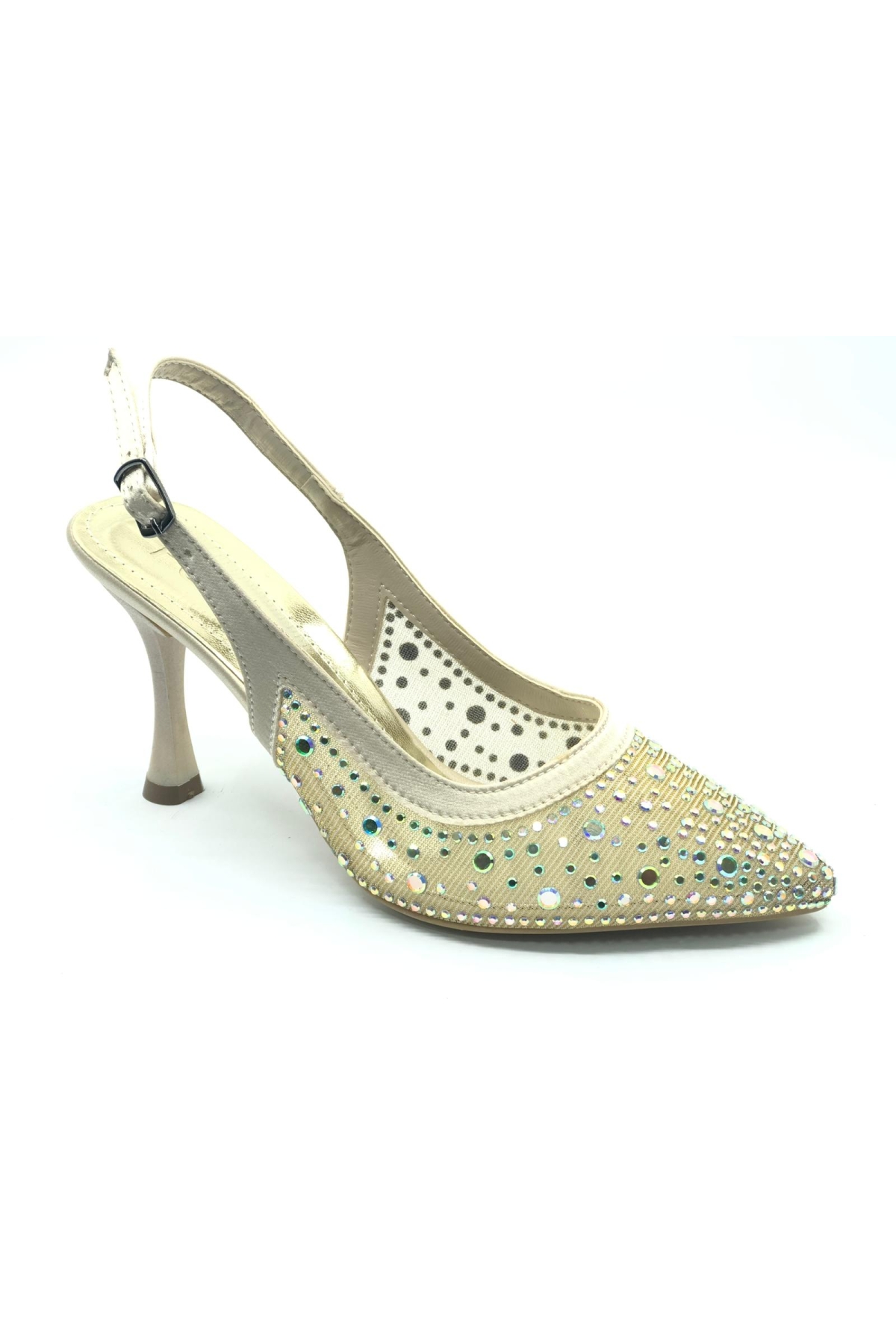 Arkası Açık Şeffaf Taş Detaylı Sindirella Kadın Topuklu Ayakkabı - Görsel 4