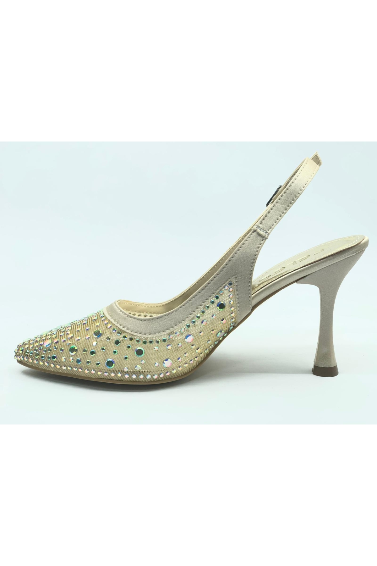 Arkası Açık Şeffaf Taş Detaylı Sindirella Kadın Topuklu Ayakkabı - Görsel 5