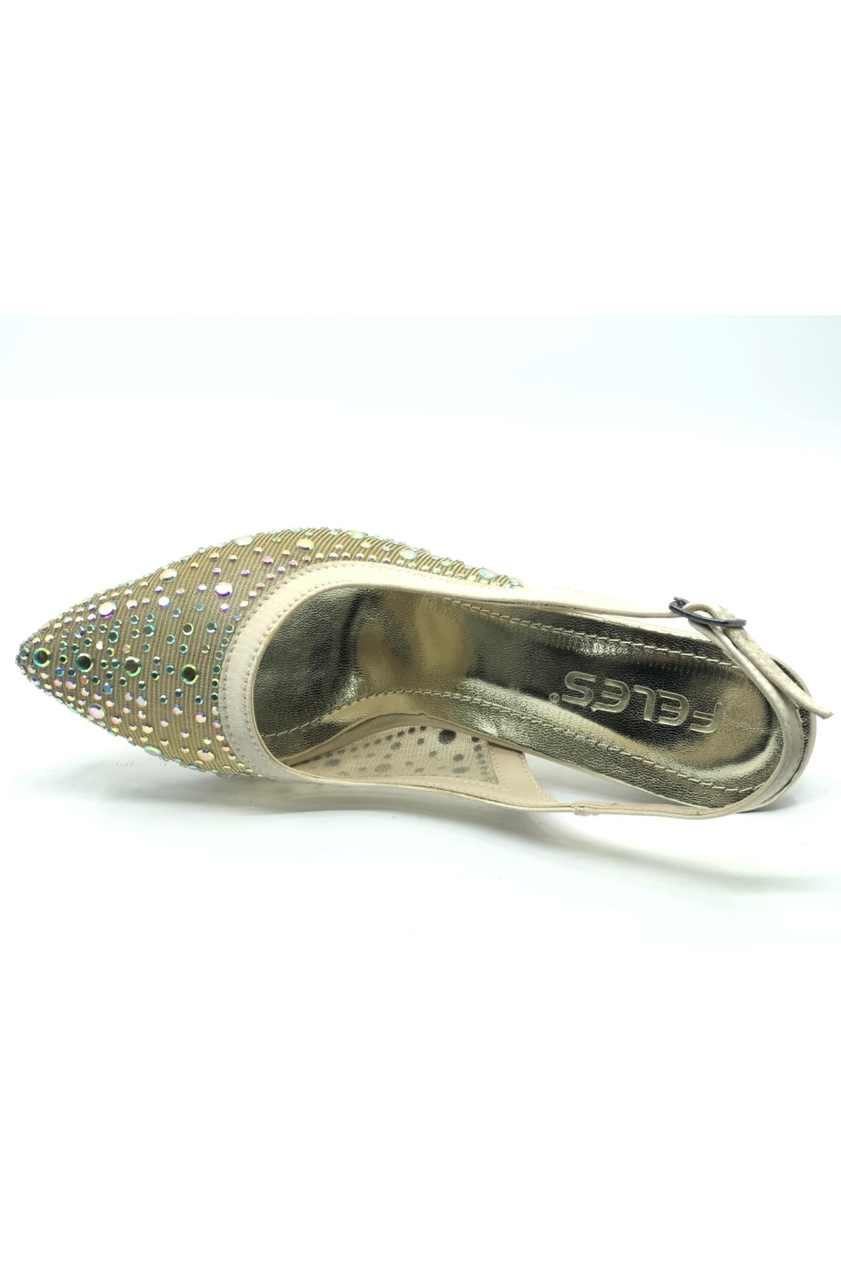 Arkası Açık Şeffaf Taş Detaylı Sindirella Kadın Topuklu Ayakkabı - Görsel 6