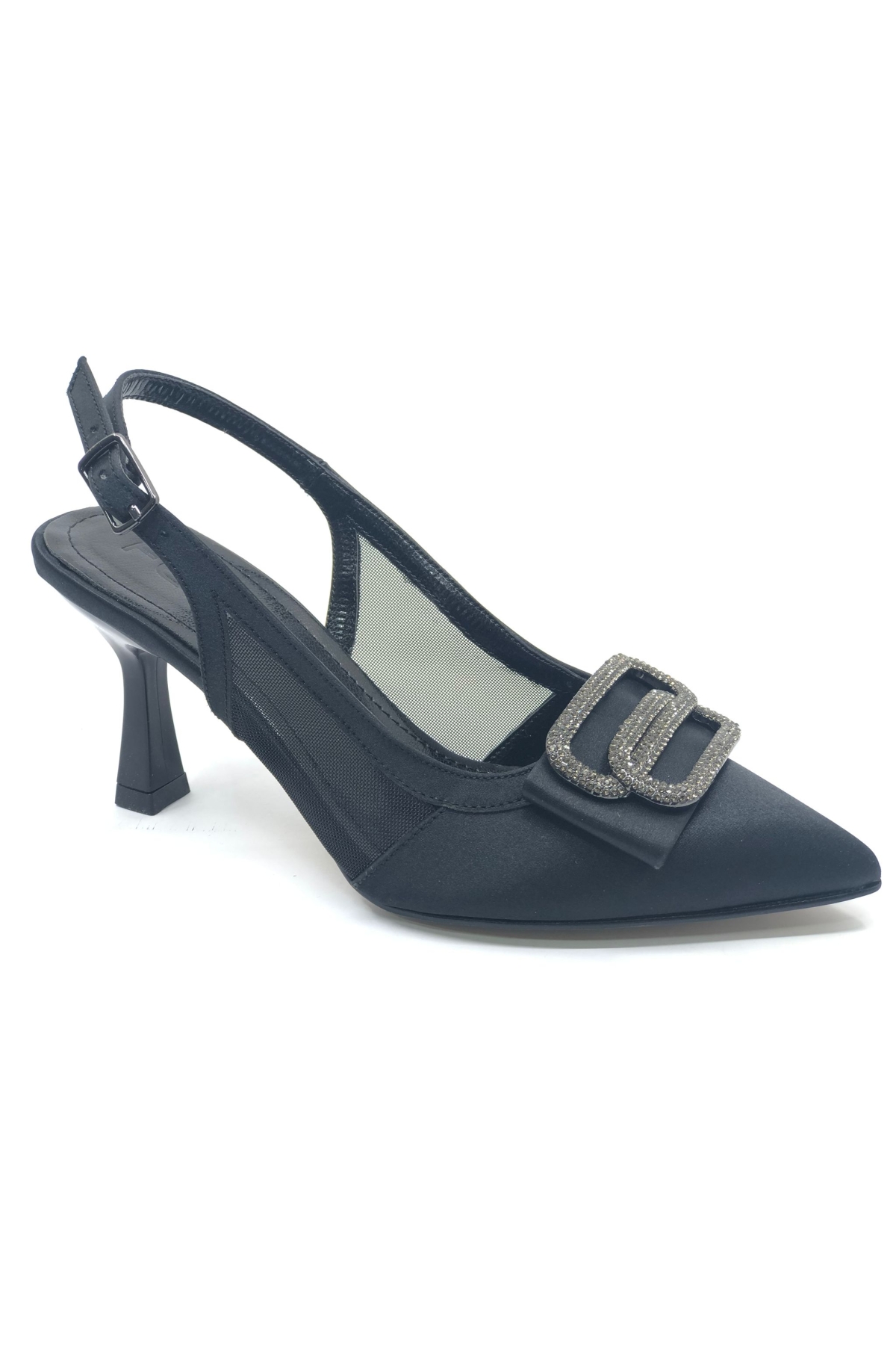 Arkası Açık Yanı Şeffaf Taş Detaylı Kadın Topuklu Ayakkabı - Görsel 5