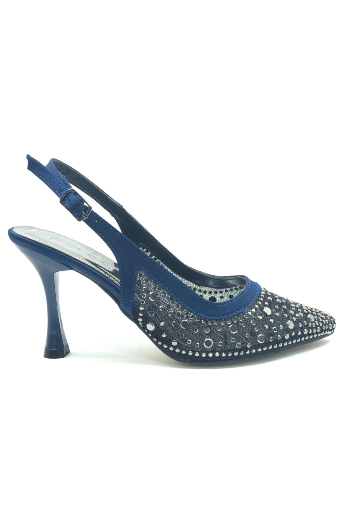 Arkası Açık Şeffaf Taş Detaylı Sindirella Kadın Topuklu Ayakkabı - Görsel 3