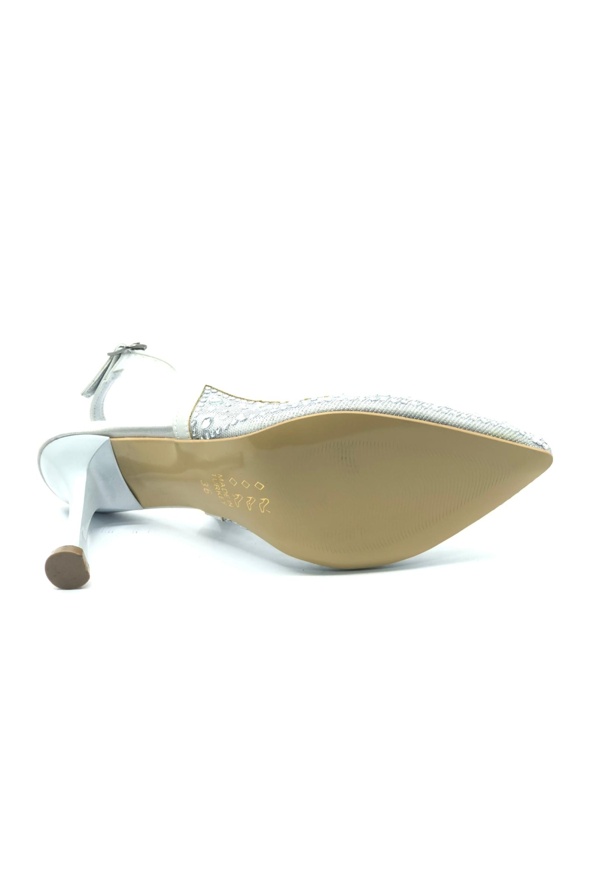 Arkası Açık Şeffaf Taş Detaylı Sindirella Kadın Topuklu Ayakkabı - Görsel 7