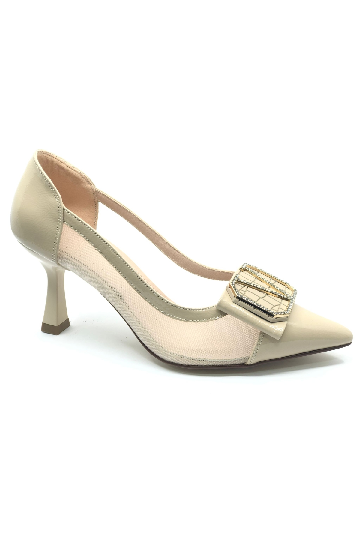 Yanı Şeffaf V Toka Detaylı Kadın Topuklu Ayakkabı - Görsel 4