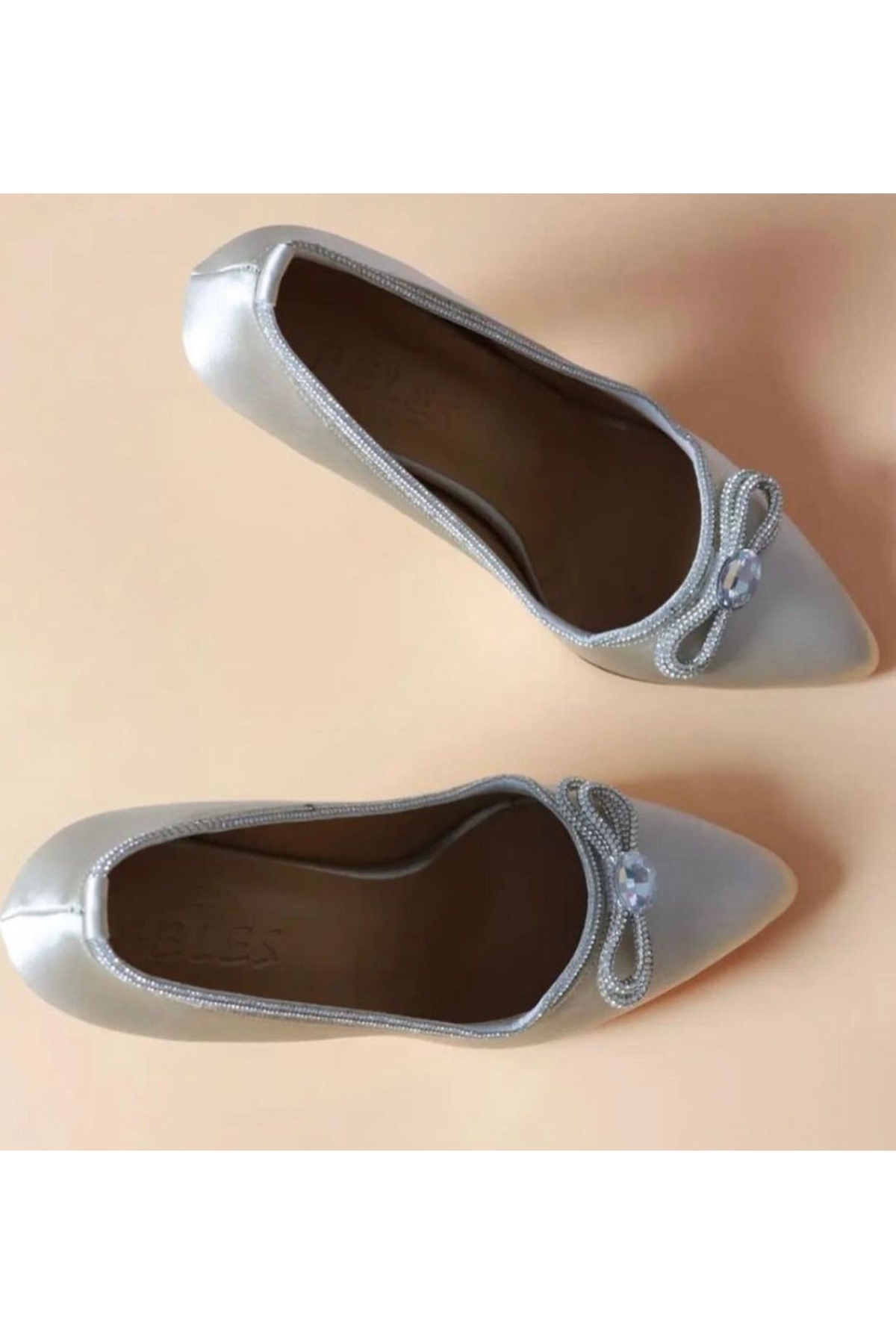 Saten Kumaş Taşlı Kadın Stiletto - Görsel 3