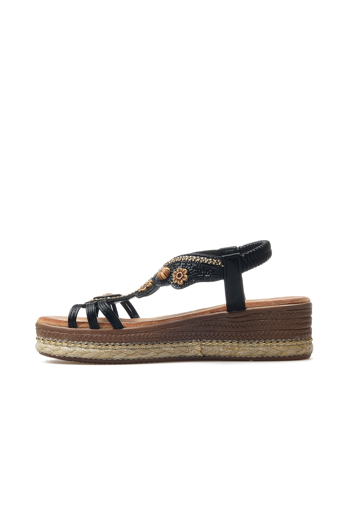 Kadın Taş Detaylı Günlük Sandalet 25y 25y171-1 Z Siyah - Görsel 3