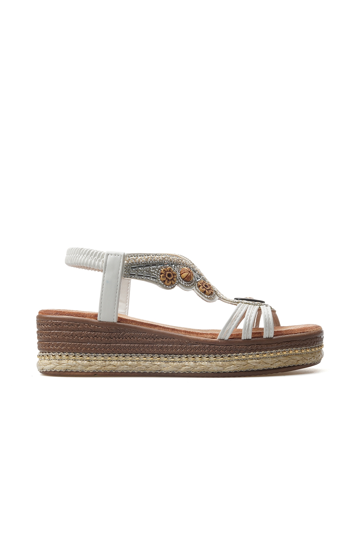 Kadın Taş Detaylı Günlük Sandalet 25y 25y171-1 Z Beyaz - Görsel 2