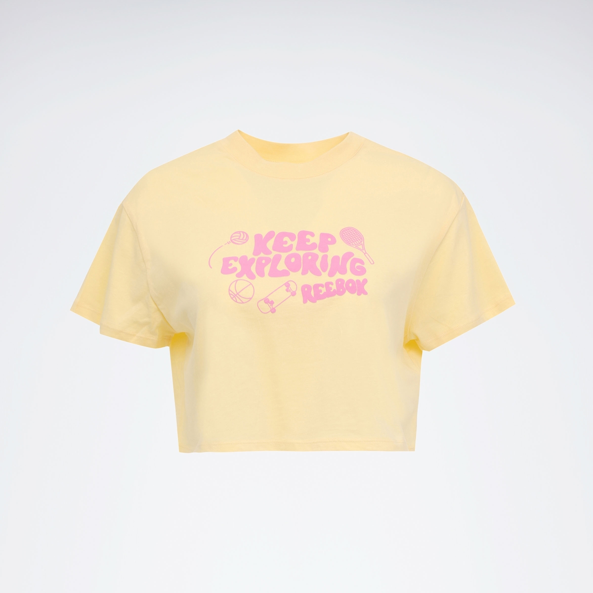Reebok CHECK CROP TEE Sarı Kadın Kısa Kol T-Shirt