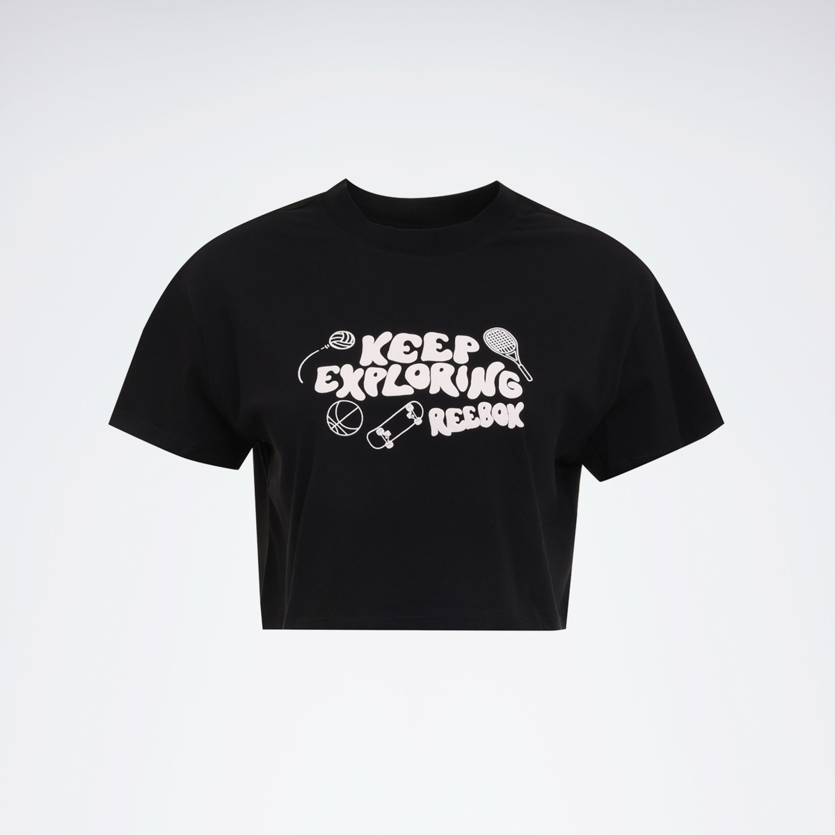 Reebok CHECK CROP TEE Siyah Kadın Kısa Kol T-Shirt