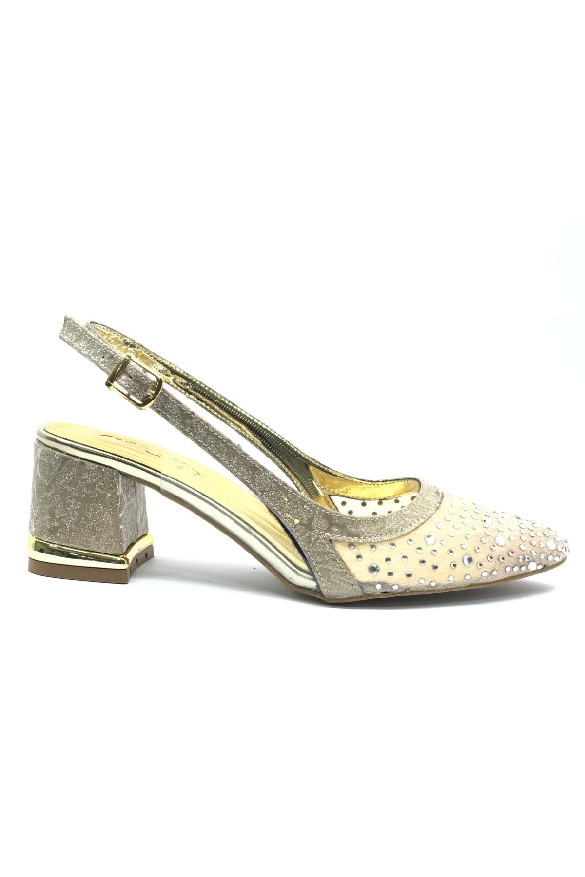 Arkası Açık Şeffaf Taş Detaylı Sindirella Kadın Kısa Topuklu Ayakkabı - Görsel 3