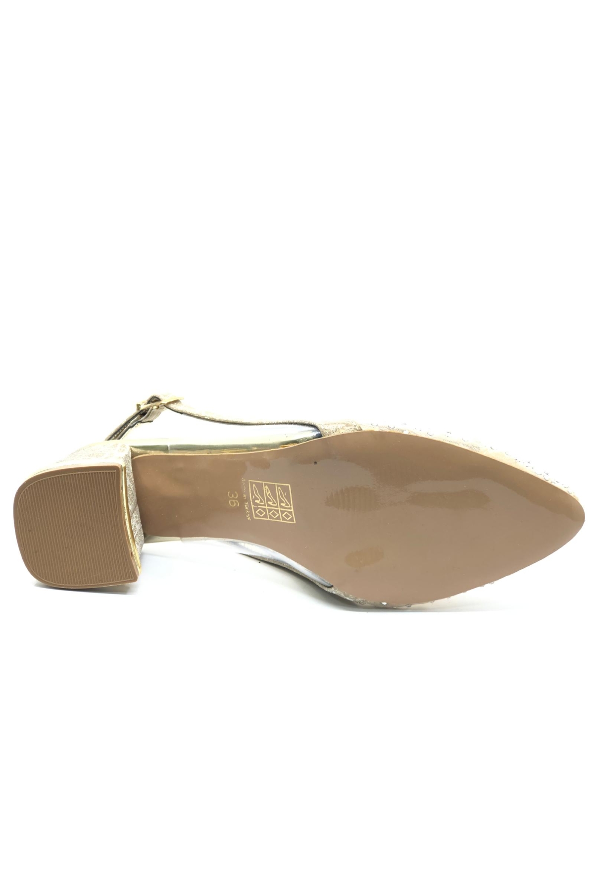 Arkası Açık Şeffaf Taş Detaylı Sindirella Kadın Kısa Topuklu Ayakkabı - Görsel 7