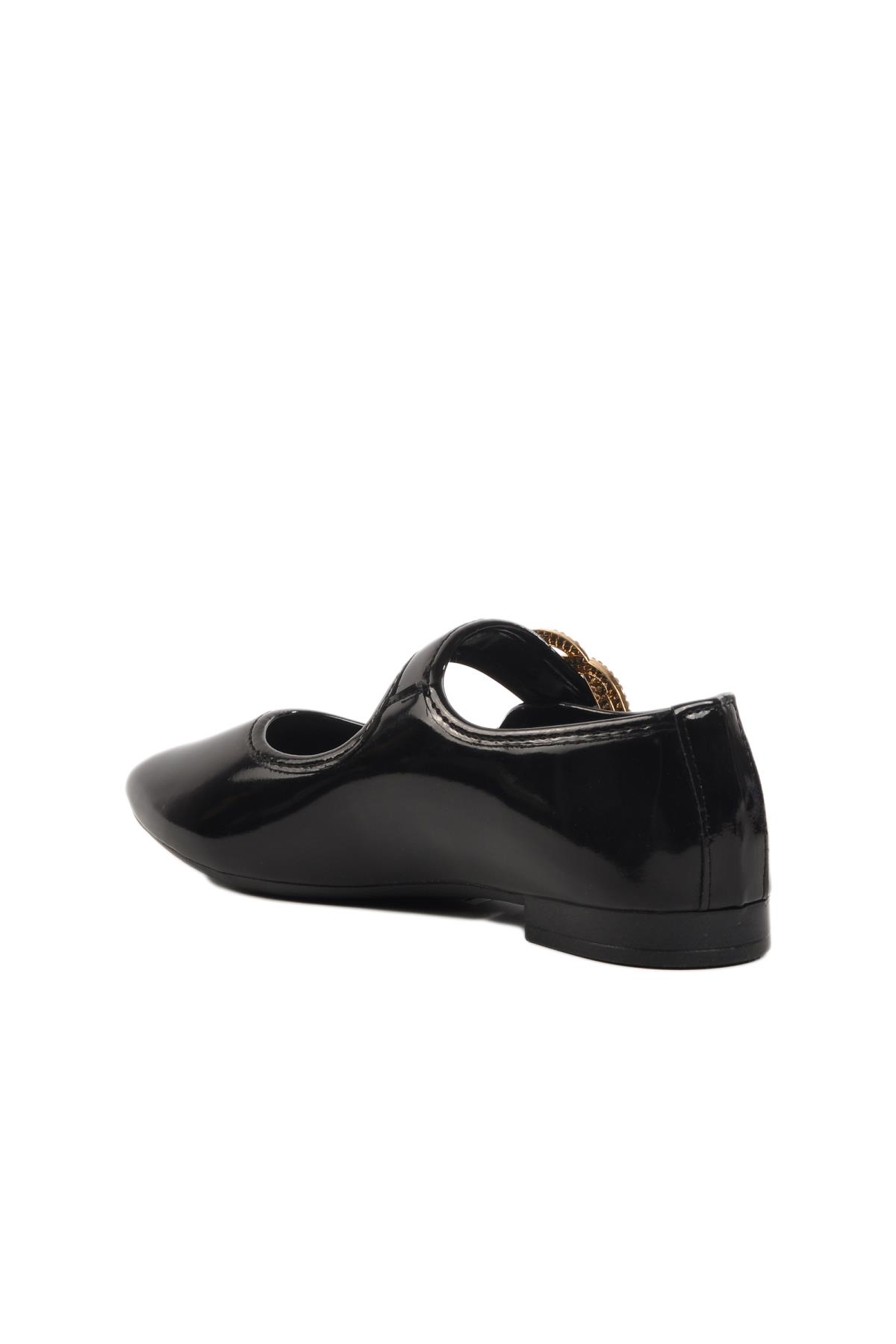 354156 Z Siyah Rugan Taşlı Kadın Babet - Görsel 5