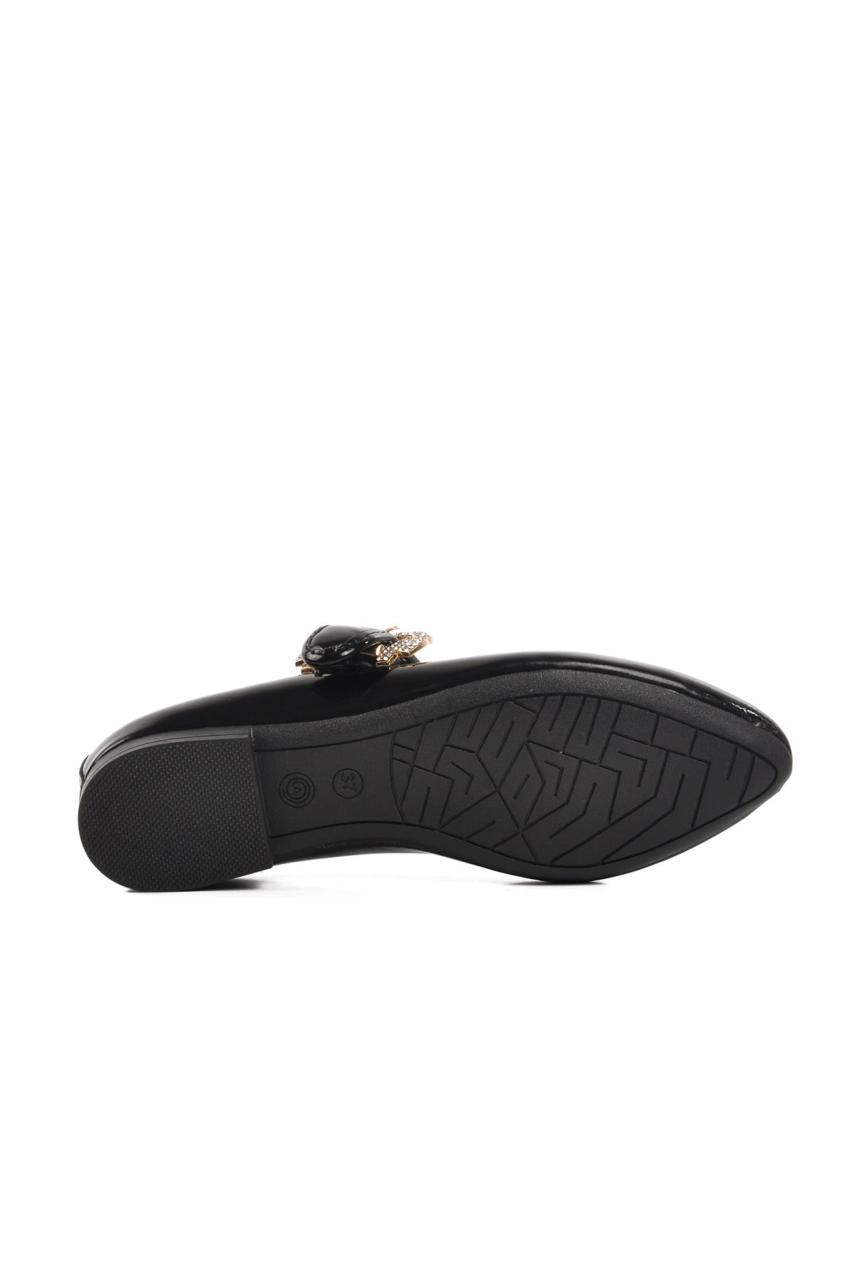 354156 Z Siyah Rugan Taşlı Kadın Babet - Görsel 6