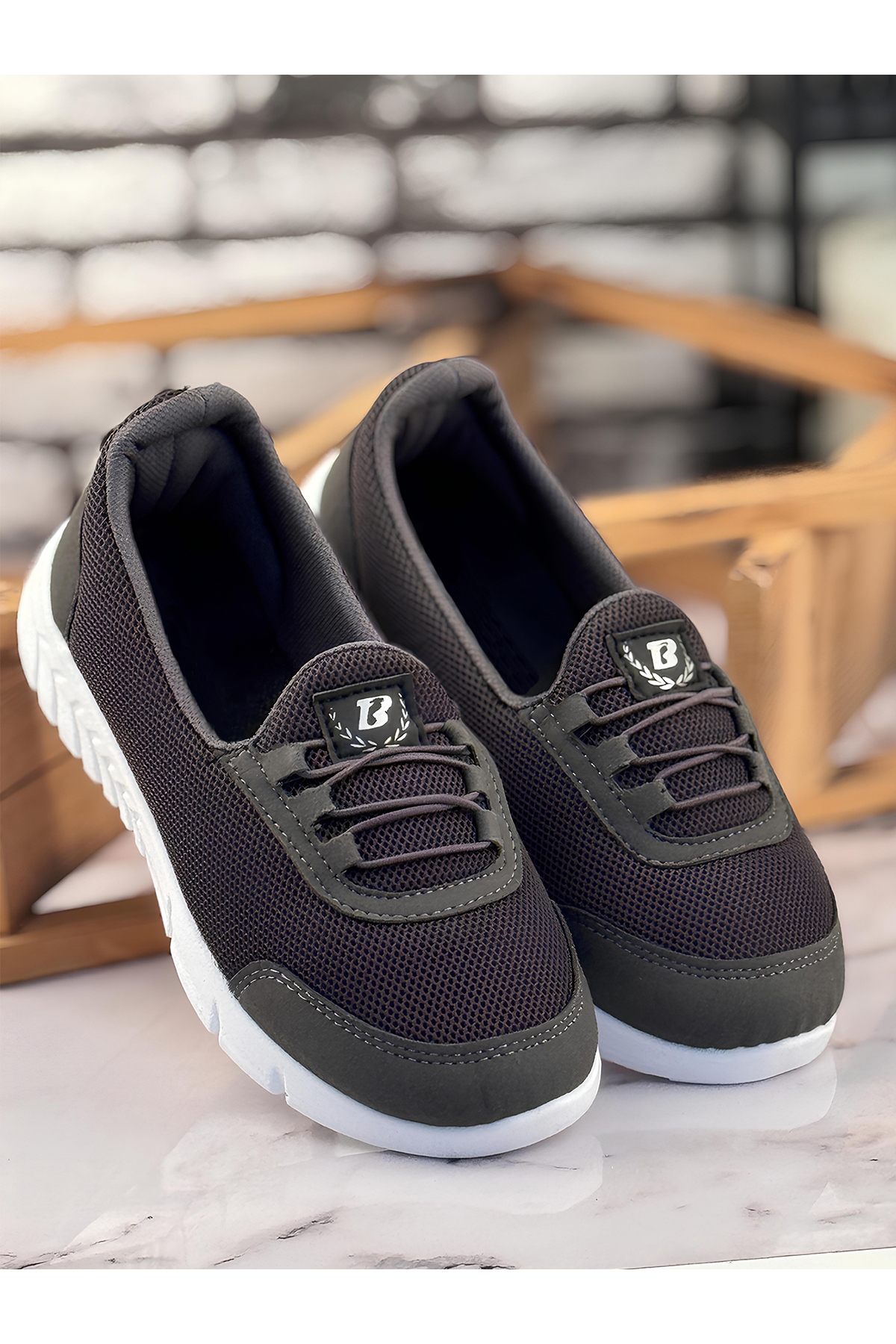 Kadın Günlük Babet Gri Beyaz - Görsel 2