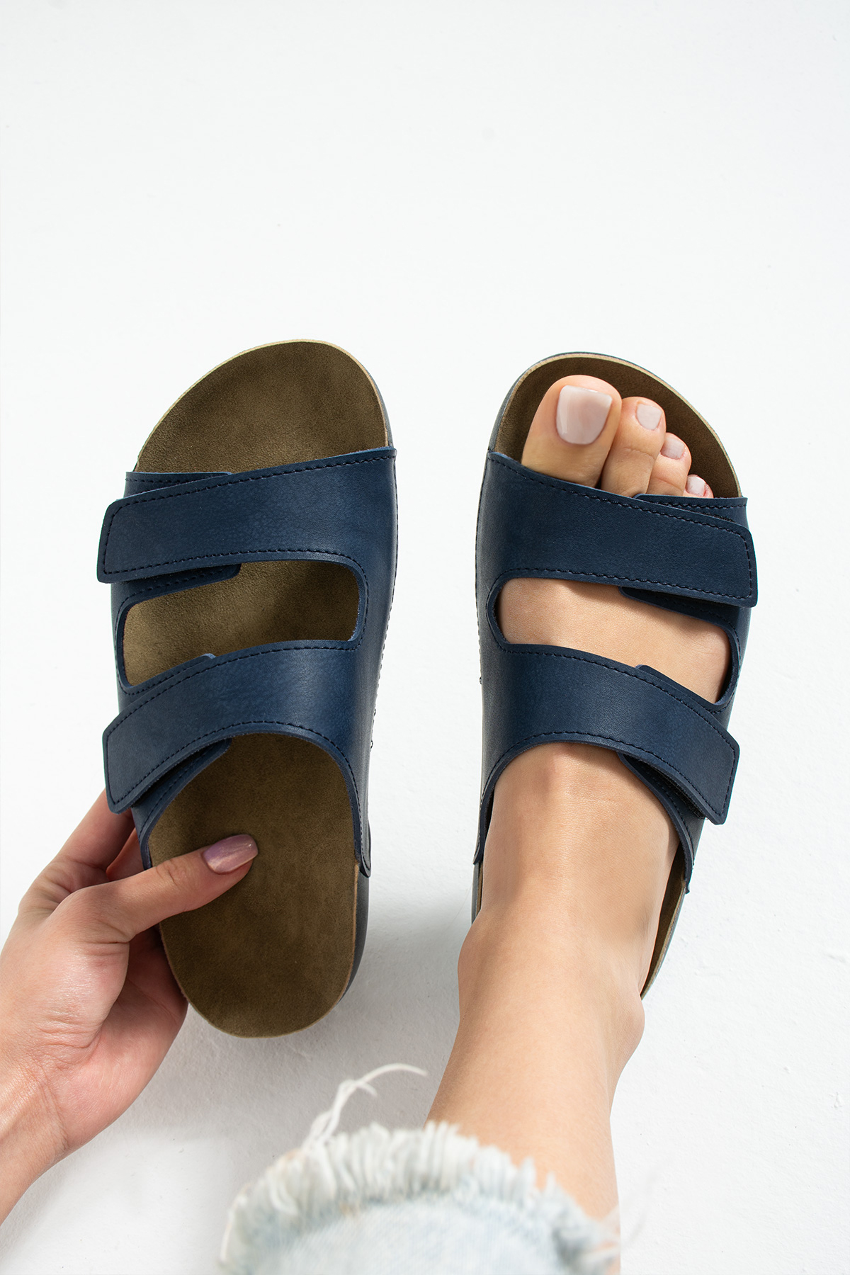 Naturel Anatomik Ortopedik Çift Bantlı Rahat Günlük Kadın Terlik - Görsel 3