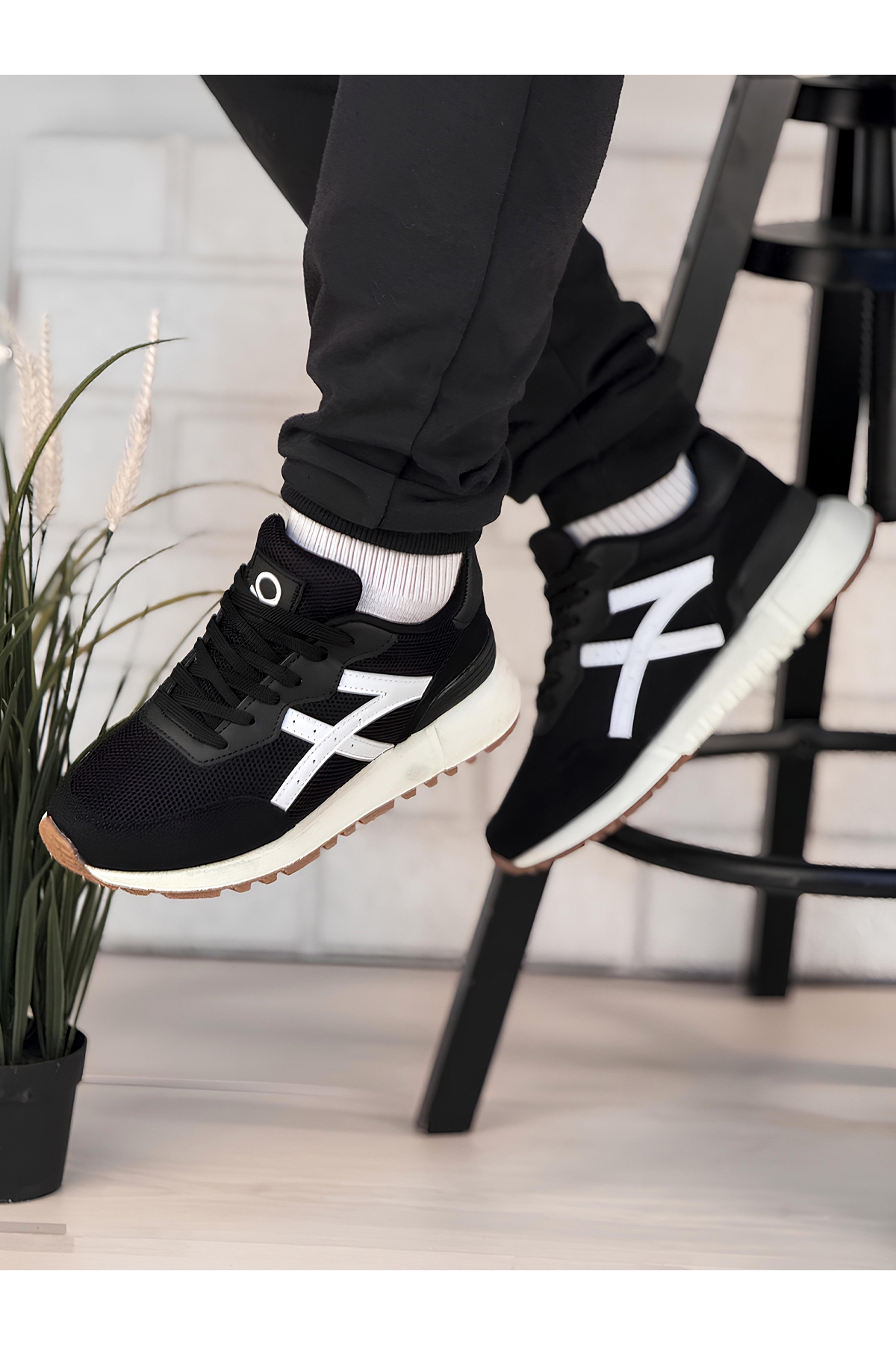 Unısex Sneaker Ayakkabı Siyah Beyaz - Görsel 2