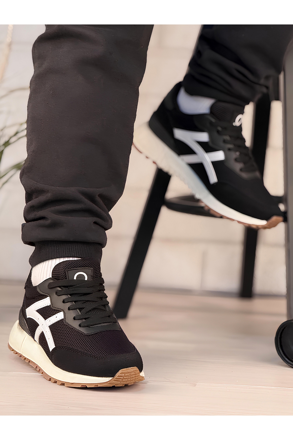 Unısex Sneaker Ayakkabı Siyah Beyaz - Görsel 3