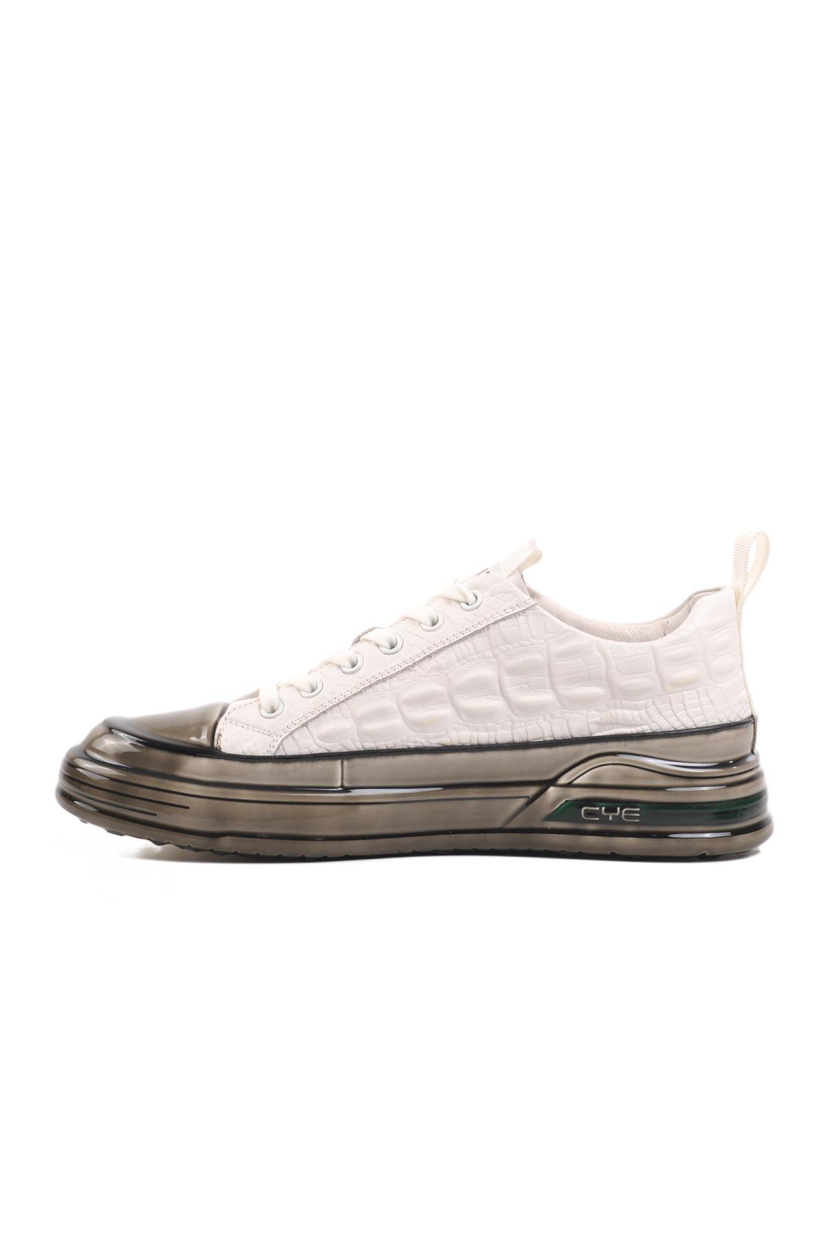 24K510-3 M Beyaz Hakiki Deri Erkek Sneaker - Görsel 3