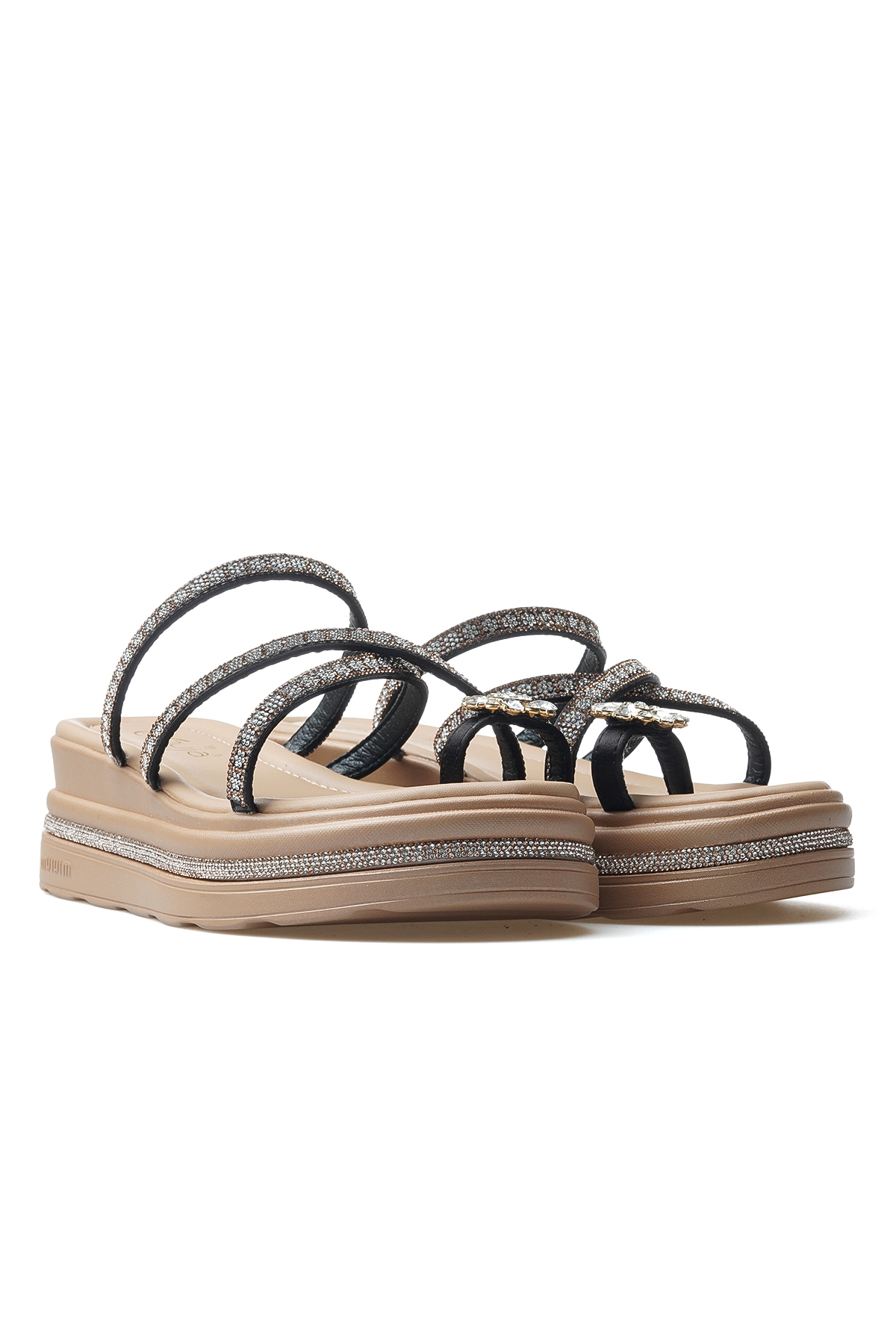 Kadın Taş Detaylı Topuklu Parmak Arası Günlük Terlik 25y 25y398-2 Z Siyah - Görsel 6