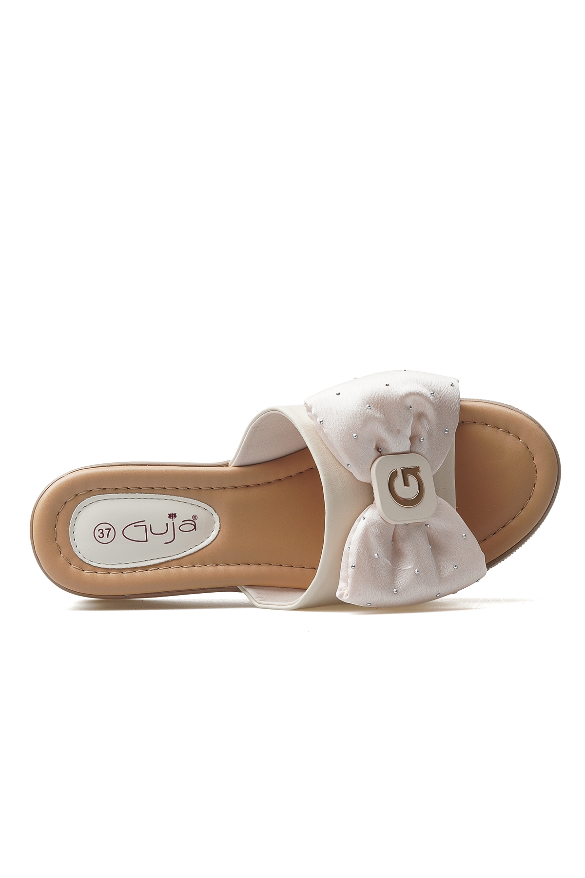 Kadın Dolgu Topuklu Taş Detaylı Günlük Terlik 25y 25y399 Z Bej - Görsel 6