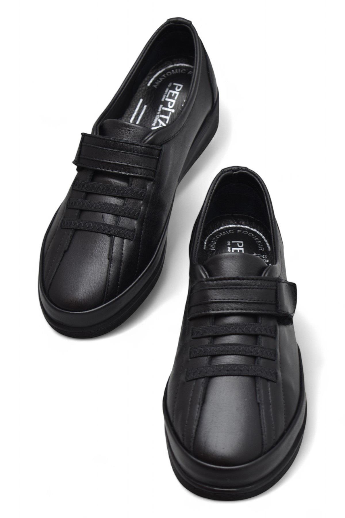 7679 Hafif Dolgu Tam Ortopedik Taban Hakiki Deri Kadın Ayakkabı Anne Ayakkabısı - Görsel 3