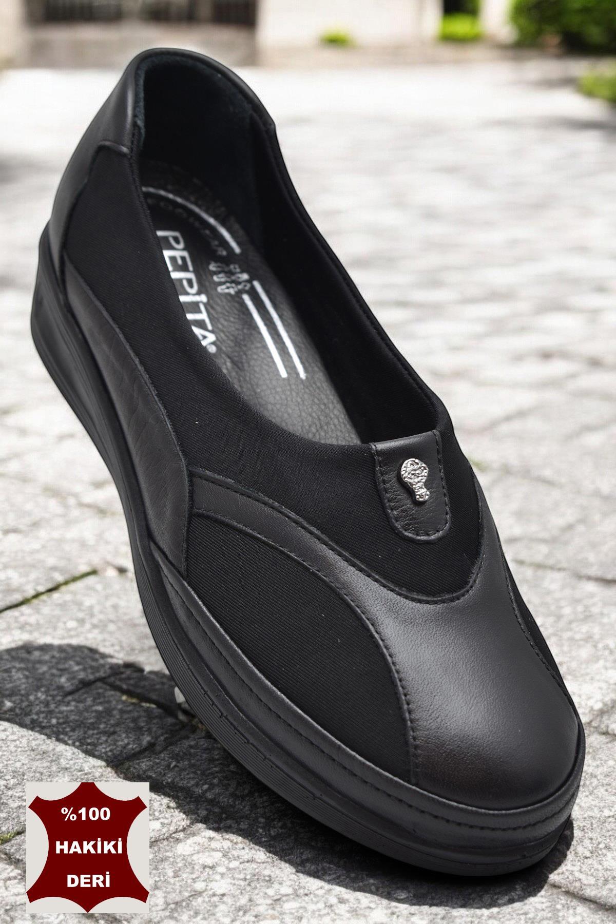 7507 Hafif Dolgu Tam Ortopedik Taban Hakiki Deri Kadın Ayakkabı Anne Ayakkabısı - Görsel 4