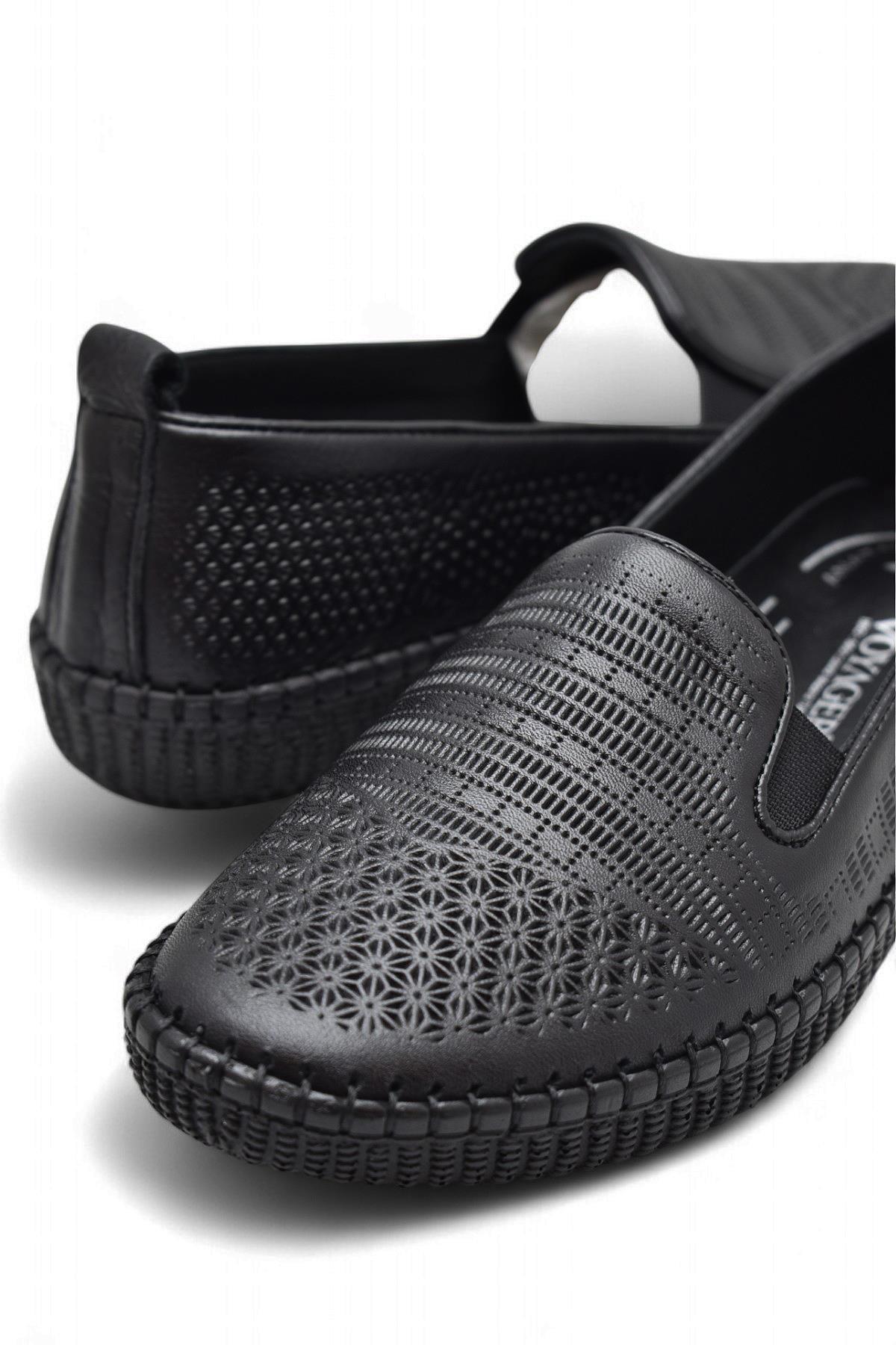 7232 Tam Ortopedik Taban Günlük Hakiki Deri Kadın Ayakkabı Kadın Babet Ayakkabı - Görsel 6