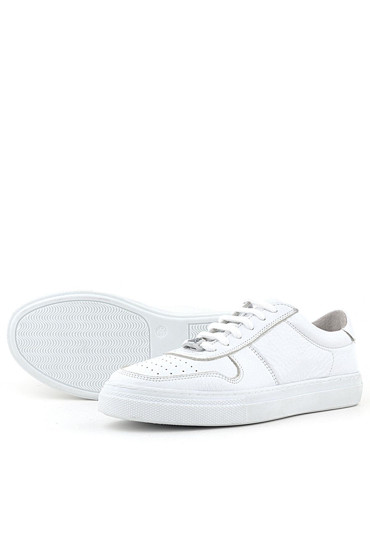 Hakiki Deri Beyaz Kız Çocuk Günlük Sneaker Ayakkabı - Görsel 6